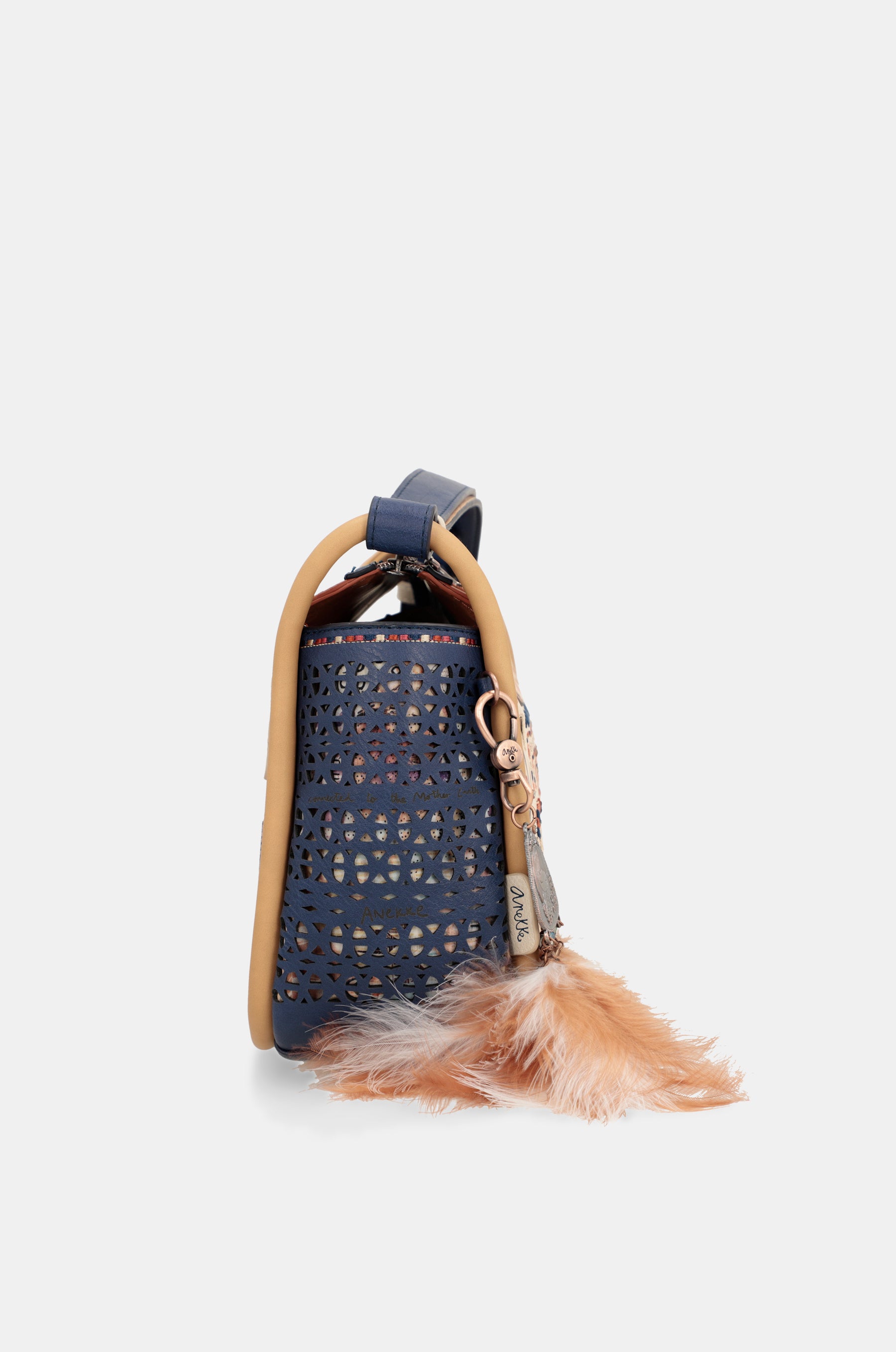 Tribe navy blue printed crossbody bag