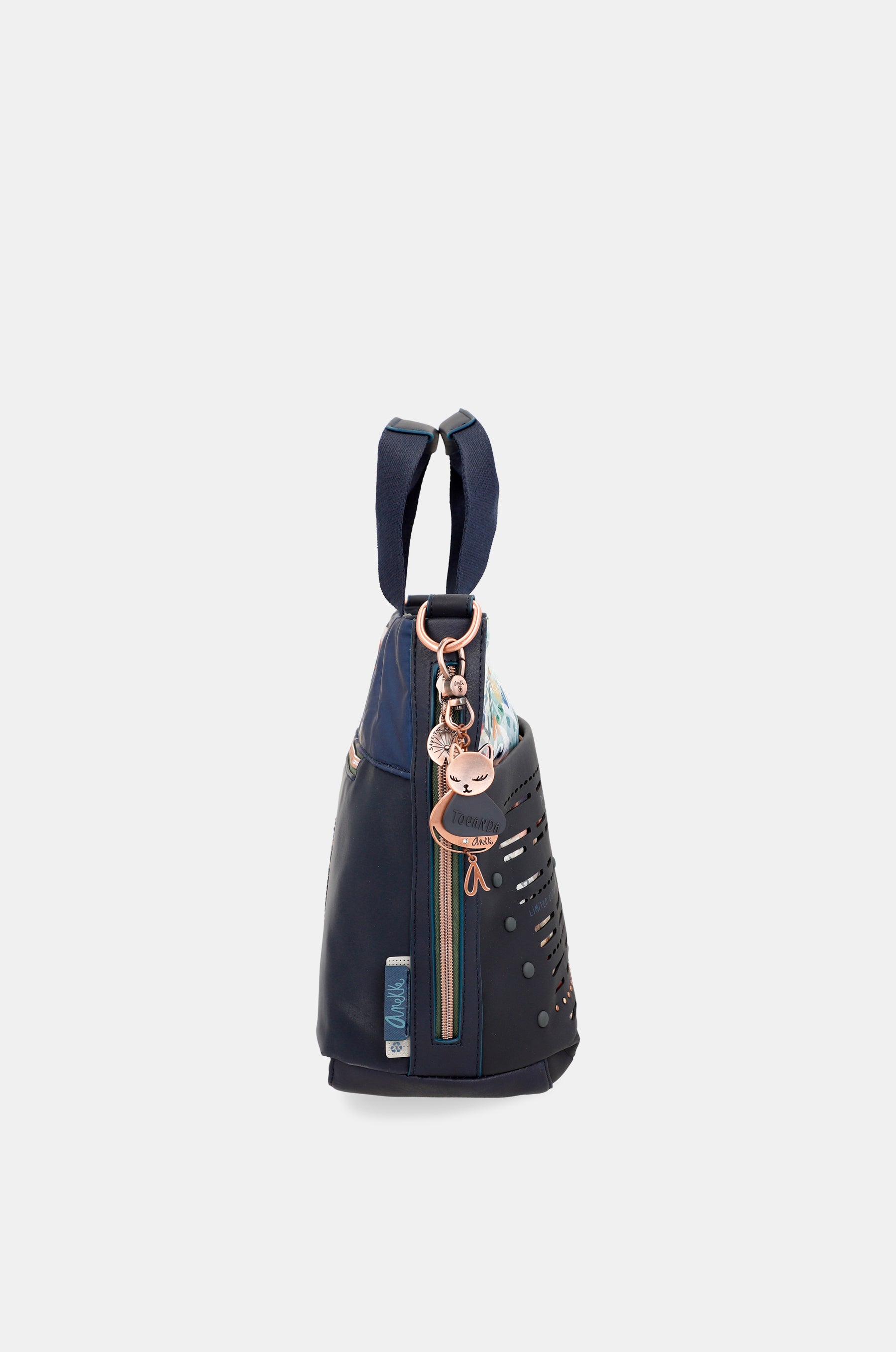 Nature Pachamama navy blue tote bag with shoulder strap