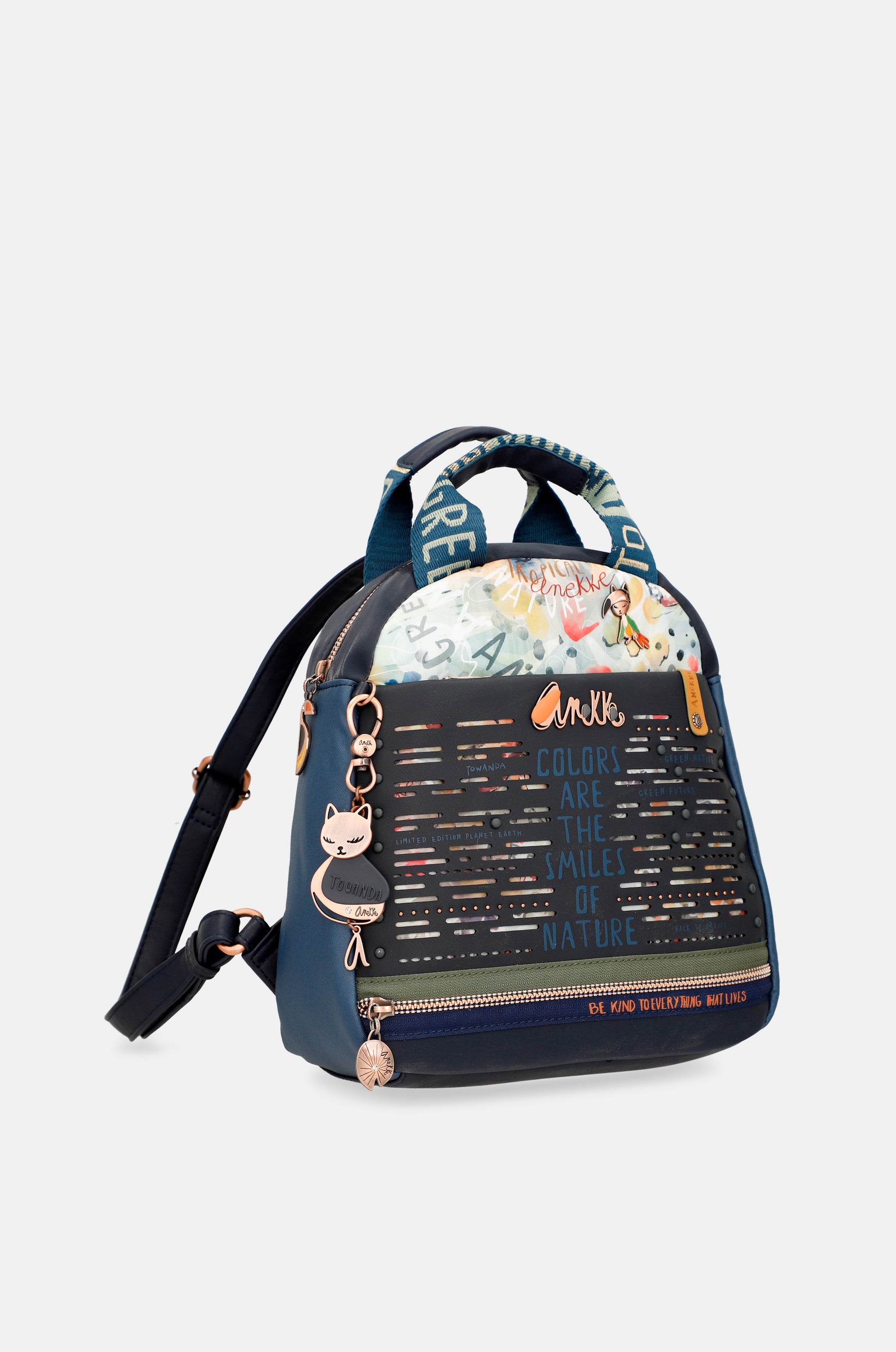Nature Pachamama navy blue medium satchel bag