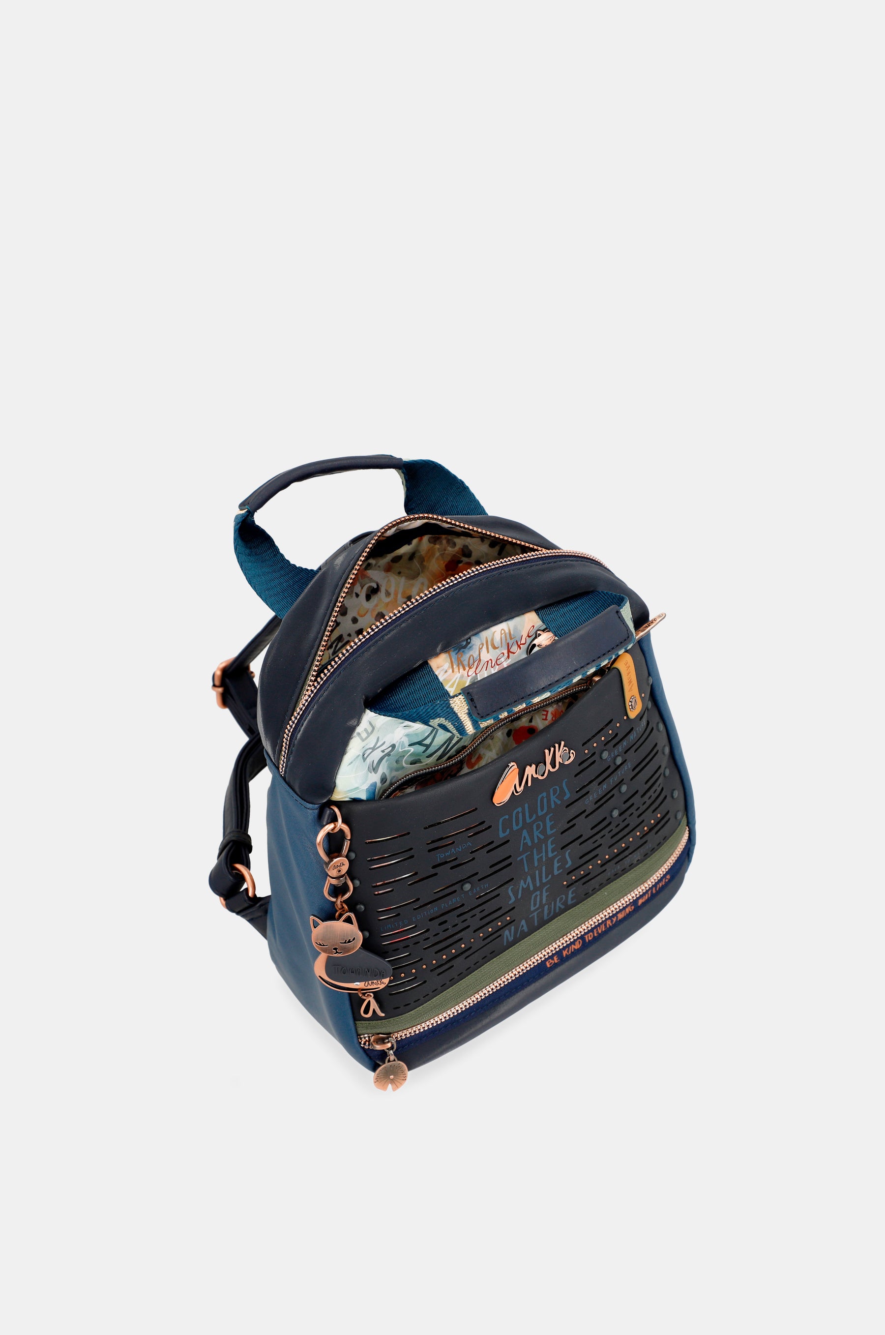 Nature Pachamama navy blue medium satchel bag