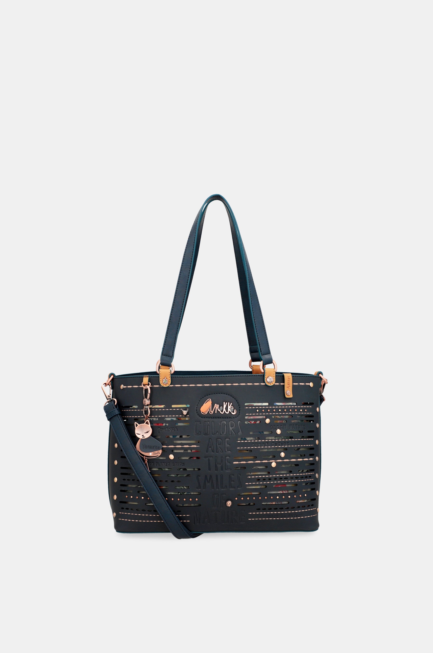 Nature Pachamama navy blue large tote bag