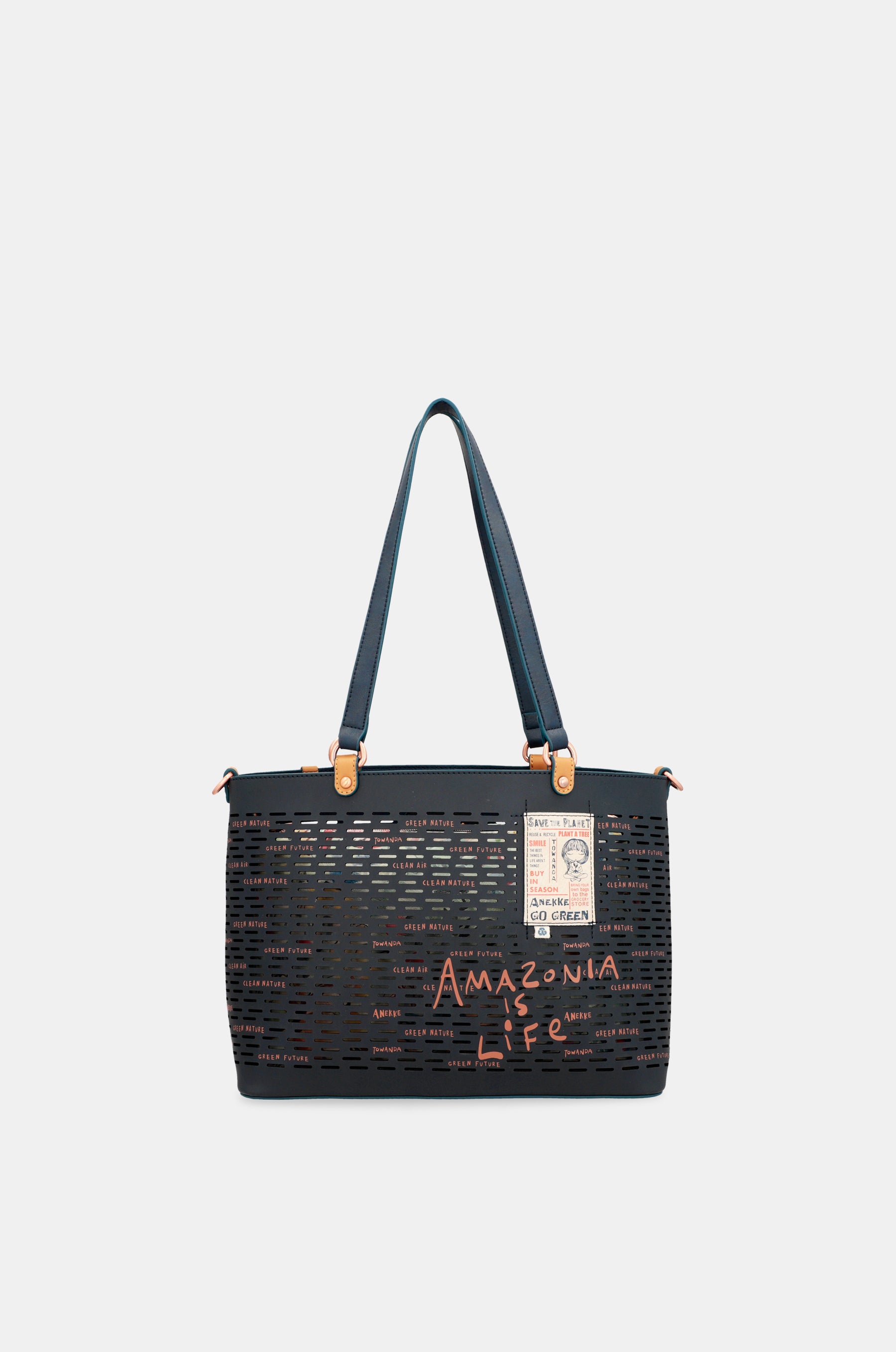 Nature Pachamama navy blue large tote bag