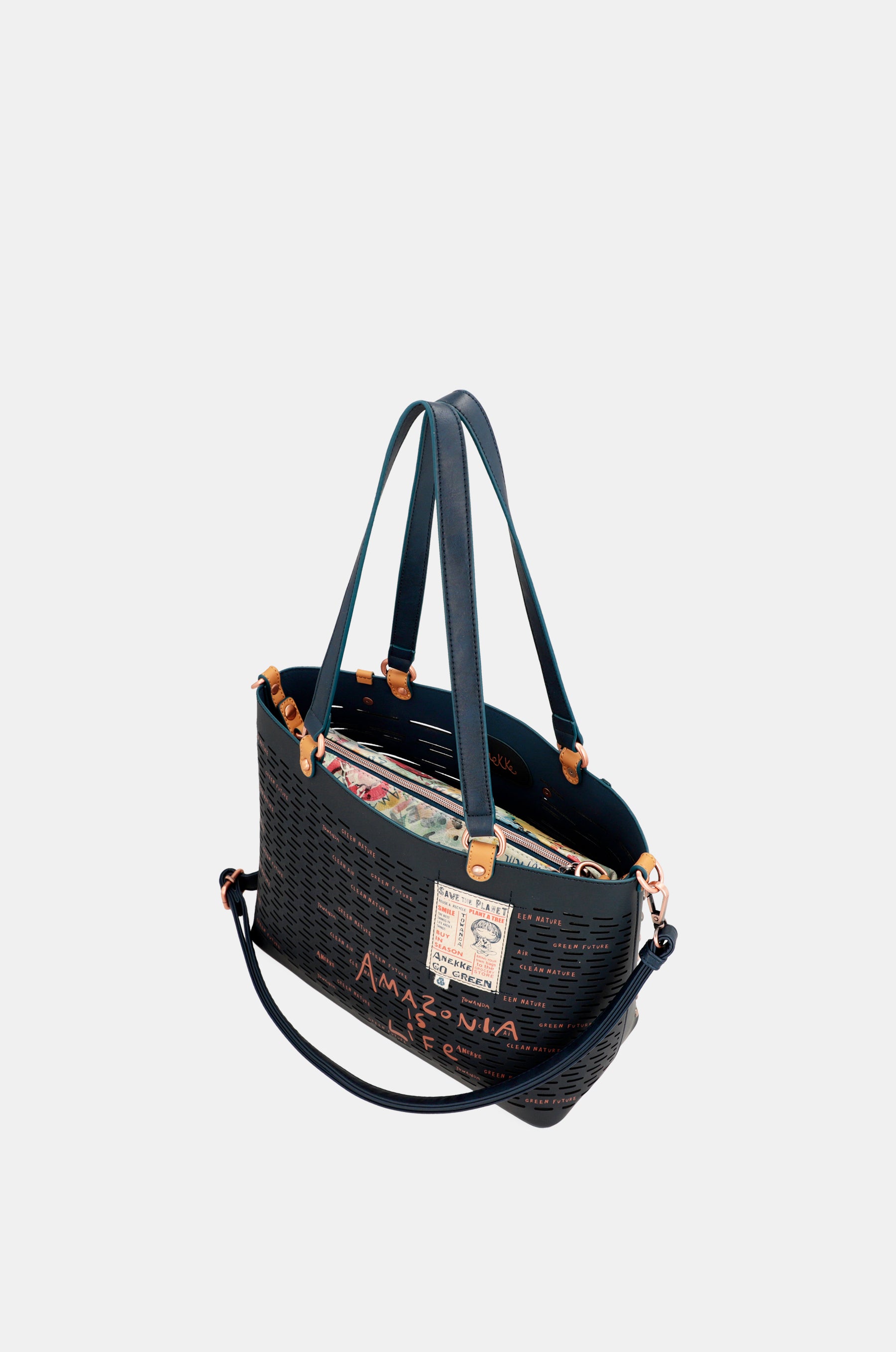 Nature Pachamama navy blue large tote bag