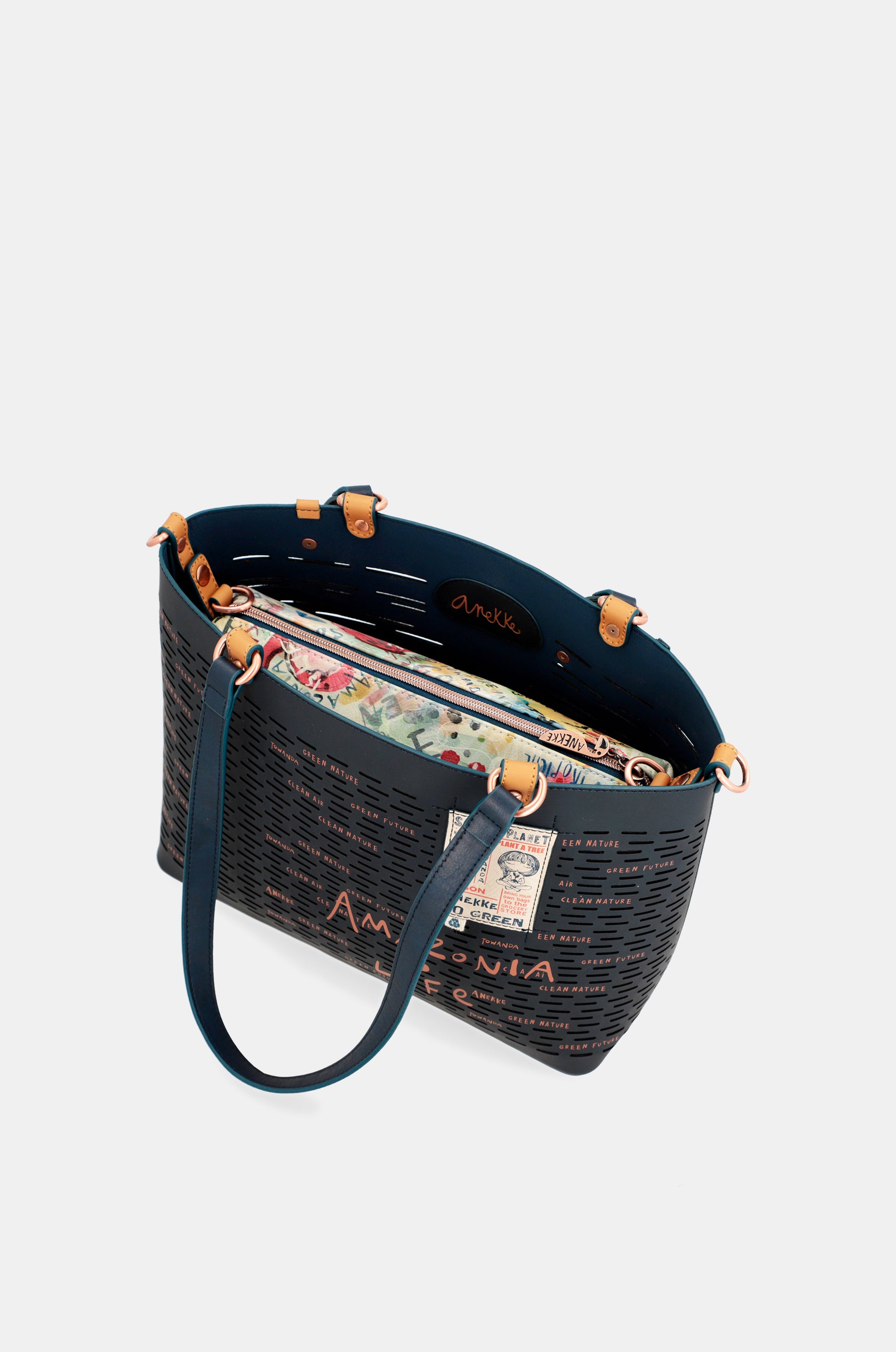 Nature Pachamama navy blue large tote bag