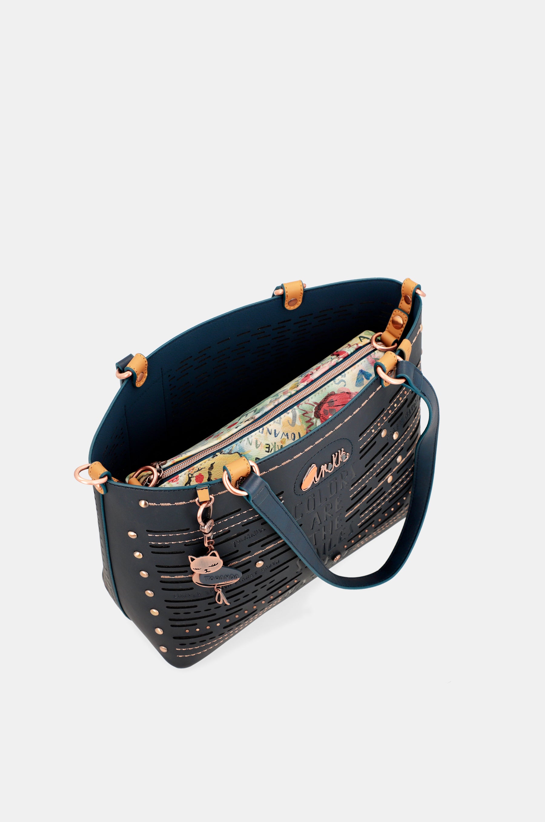 Nature Pachamama navy blue large tote bag