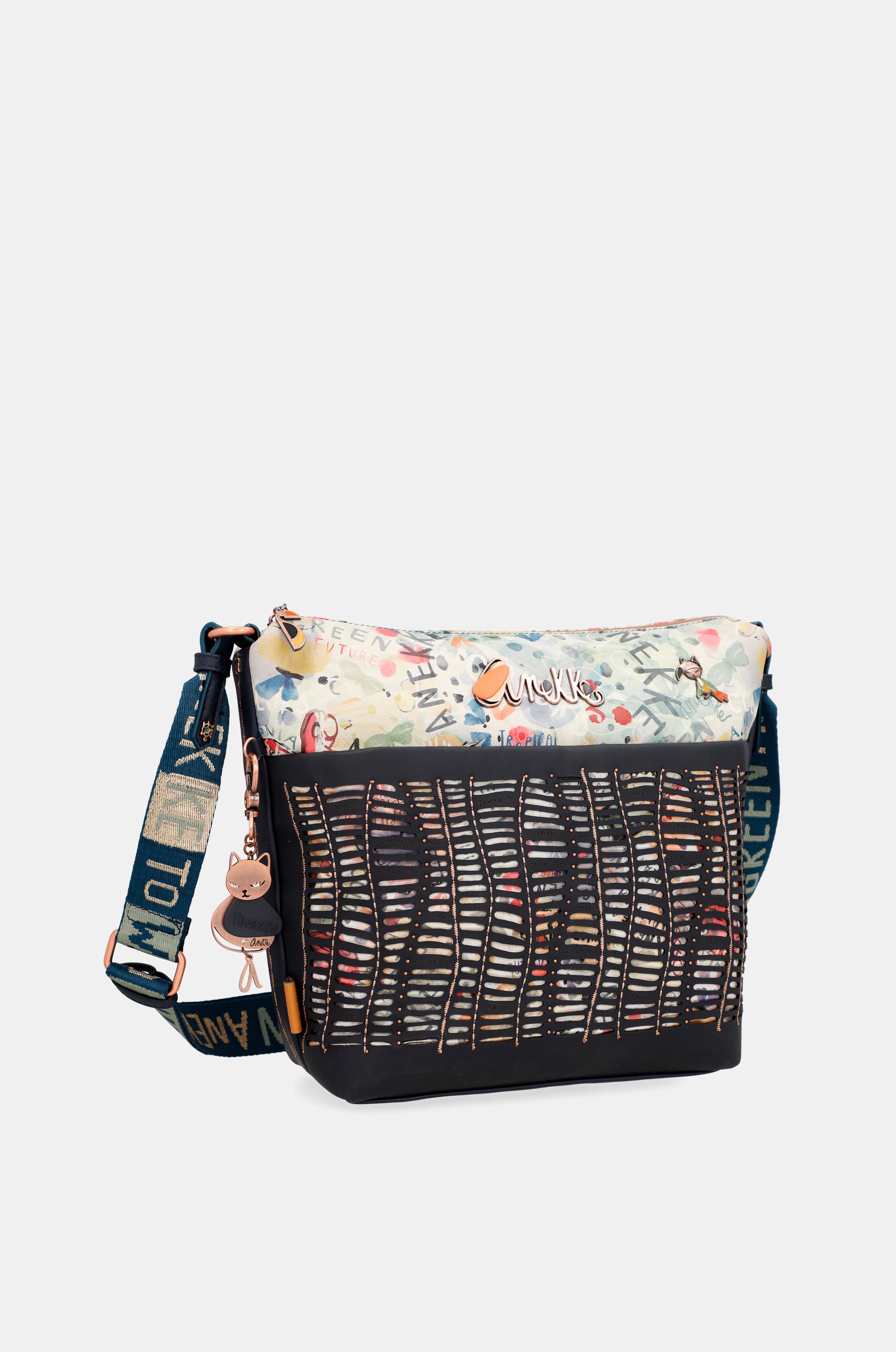 Nature Pachamama navy blue large crossbody bag