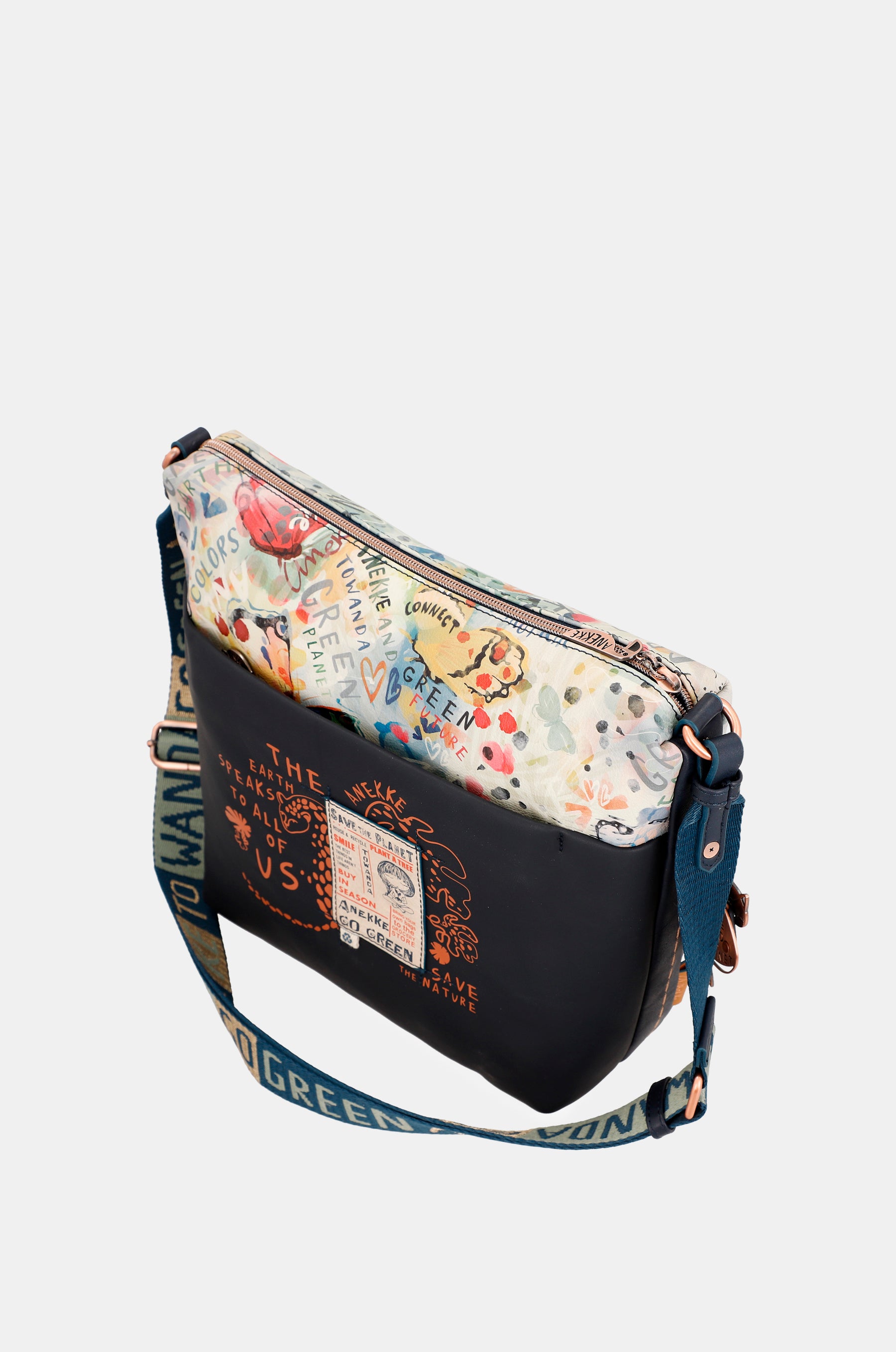 Nature Pachamama navy blue large crossbody bag