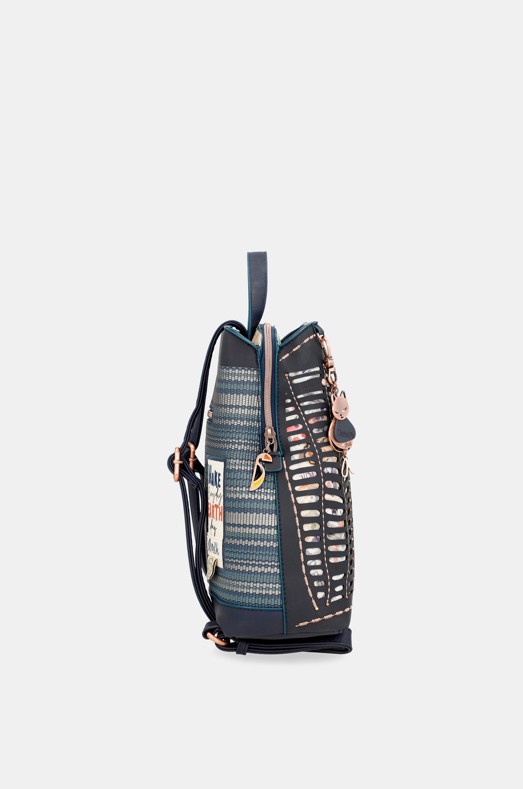 Nature Pachamama navy blue backpack with 3 compartments