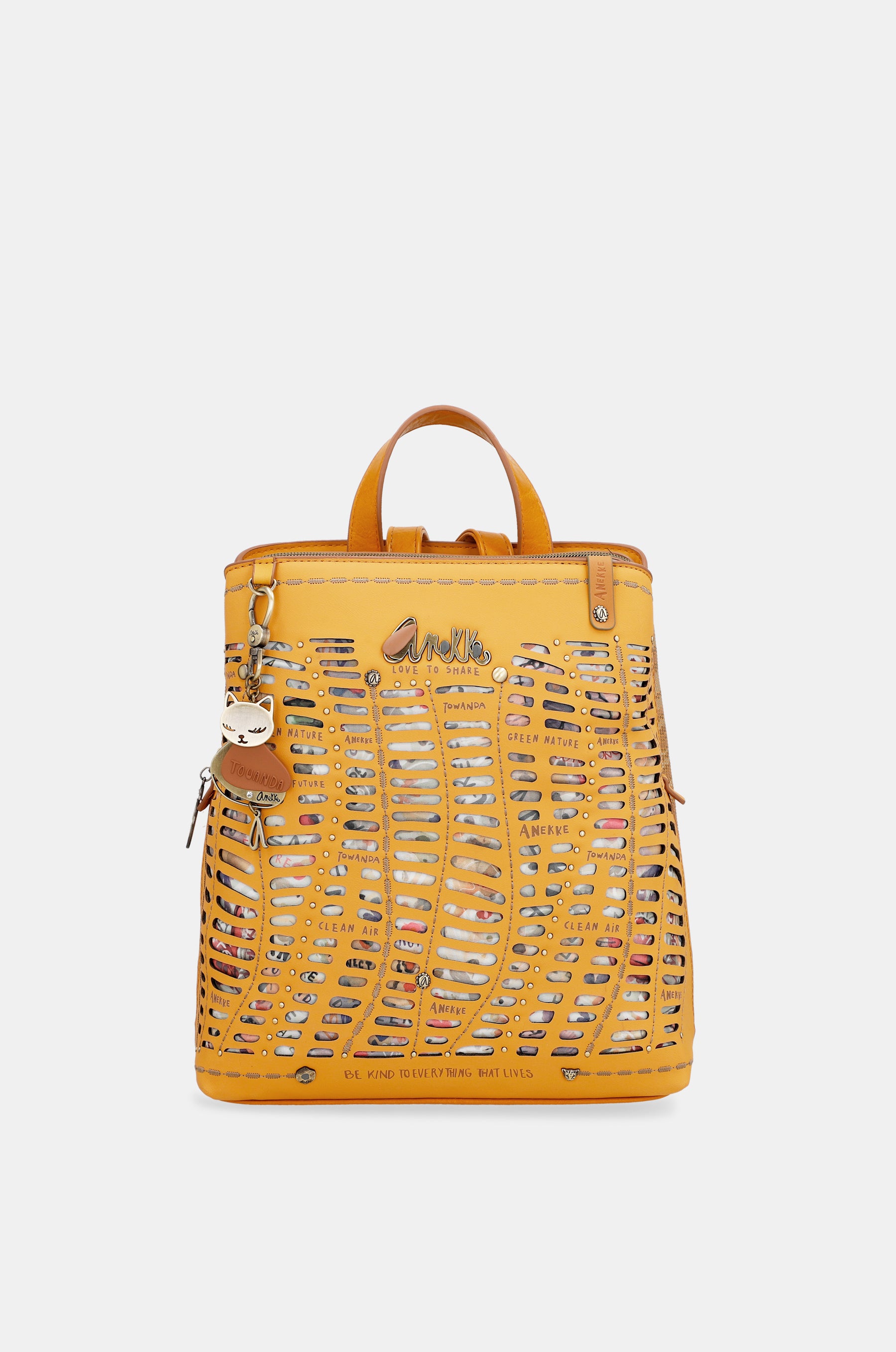 Nature Pachamama ochre backpack with 3 compartments