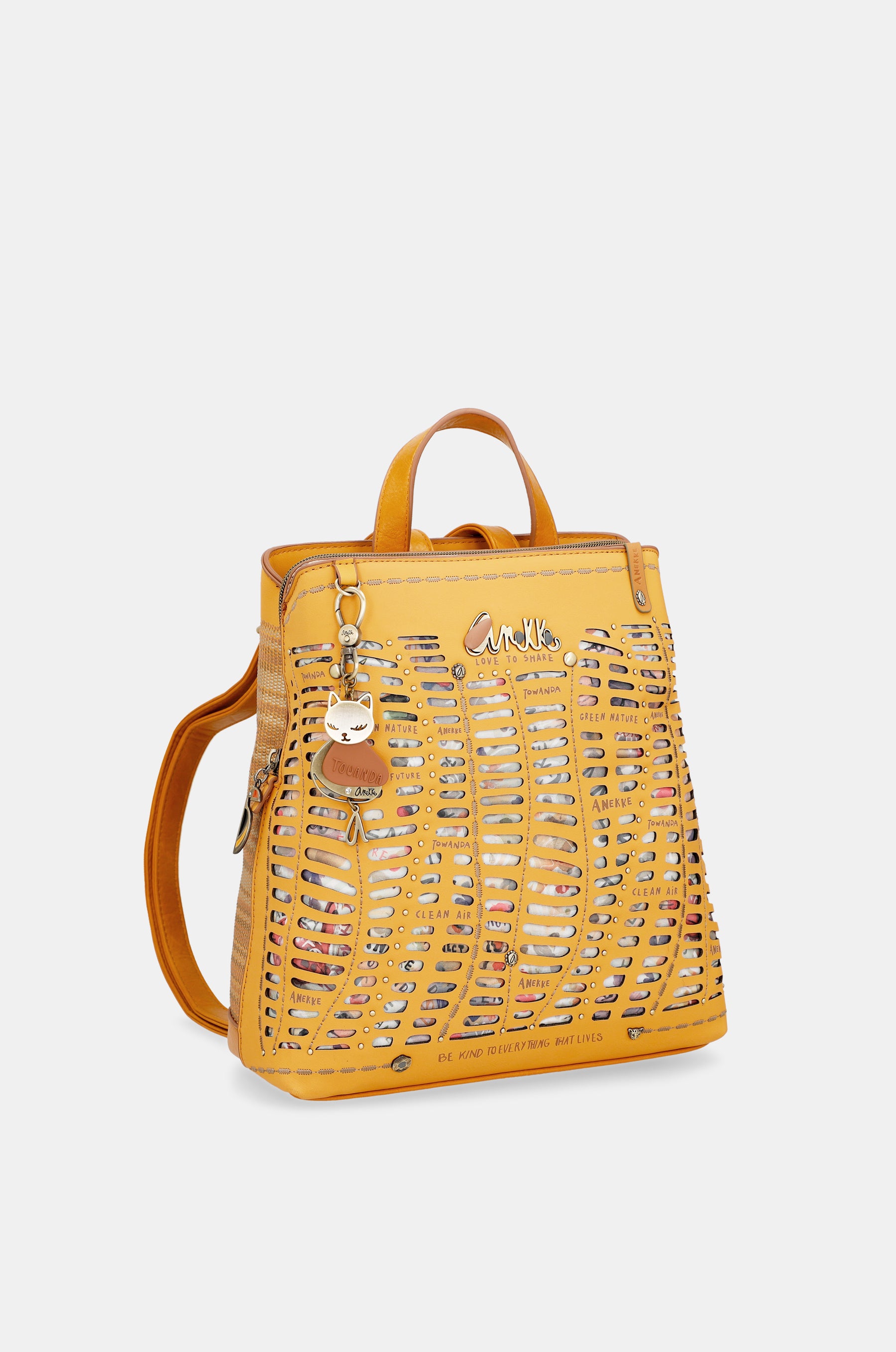 Nature Pachamama ochre backpack with 3 compartments