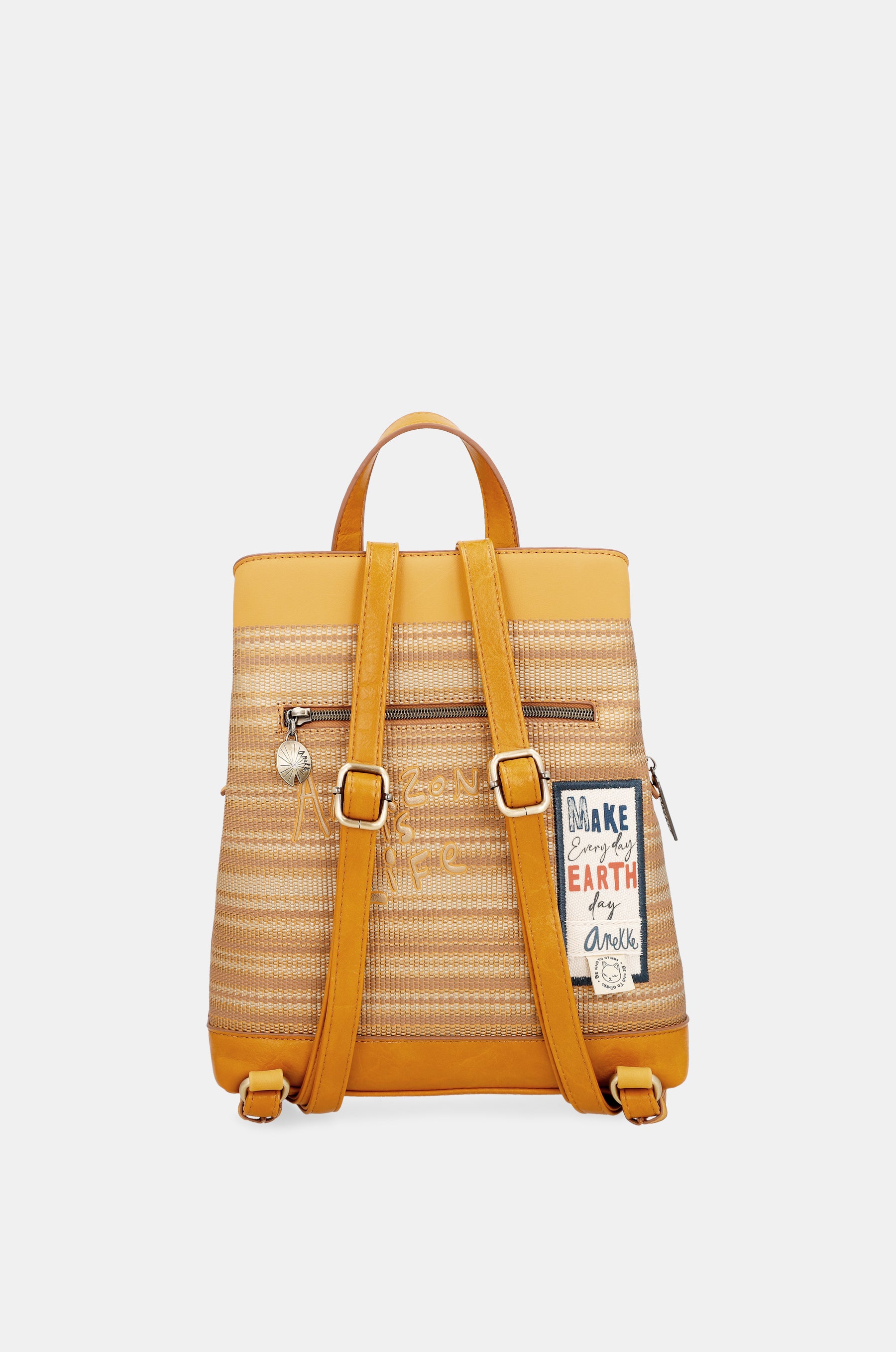 Nature Pachamama ochre backpack with 3 compartments