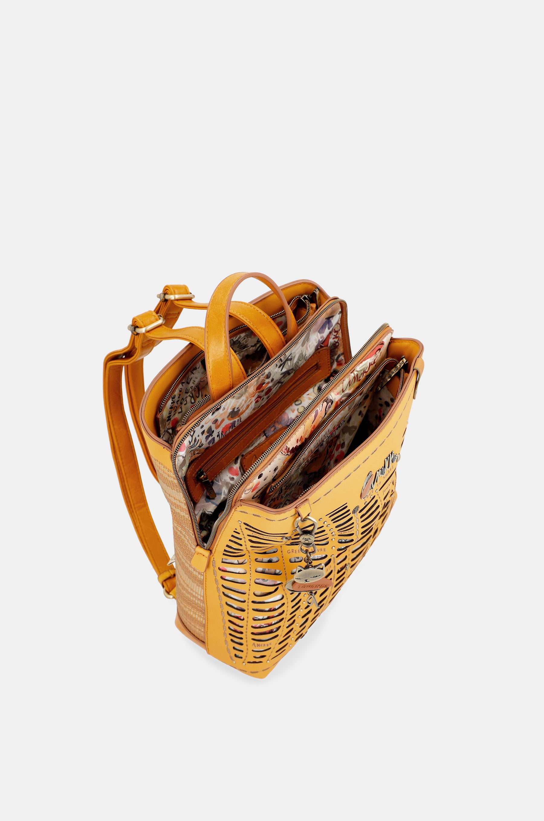 Nature Pachamama ochre backpack with 3 compartments
