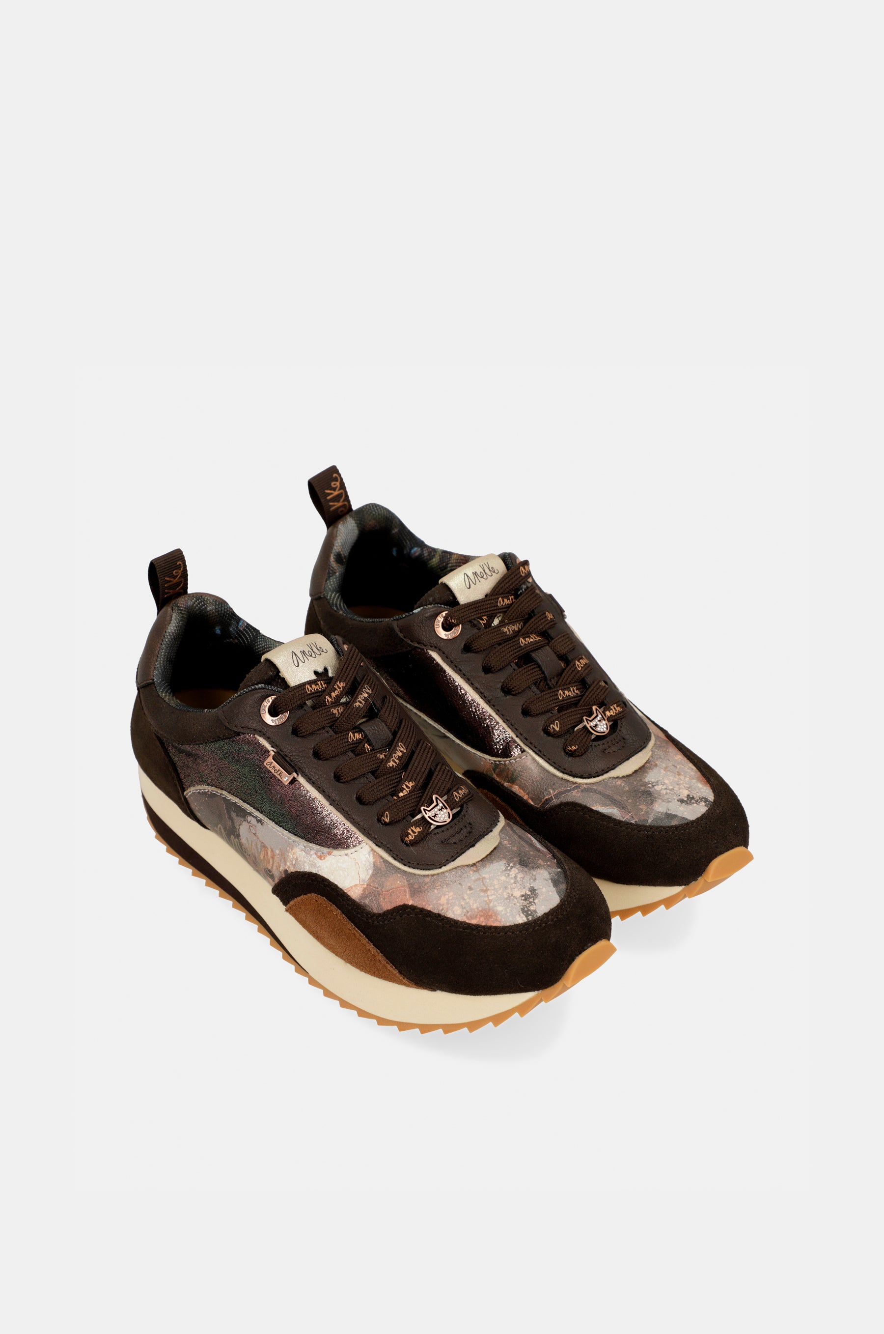 Brown Palette Patterned Sports Sneakers