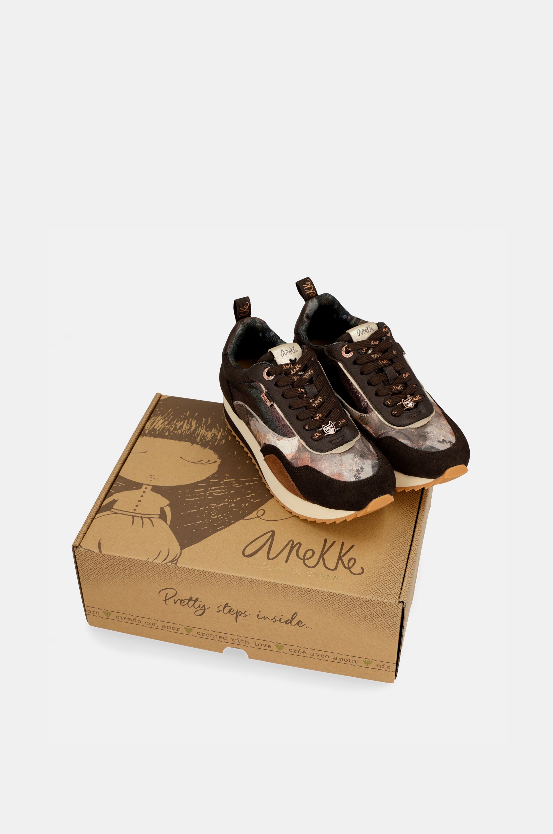Brown Palette Patterned Sports Sneakers