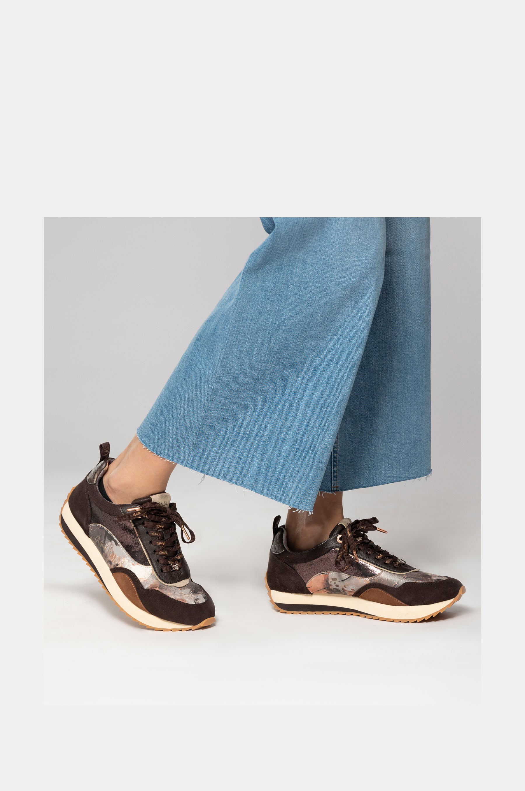 Brown Palette Patterned Sports Sneakers