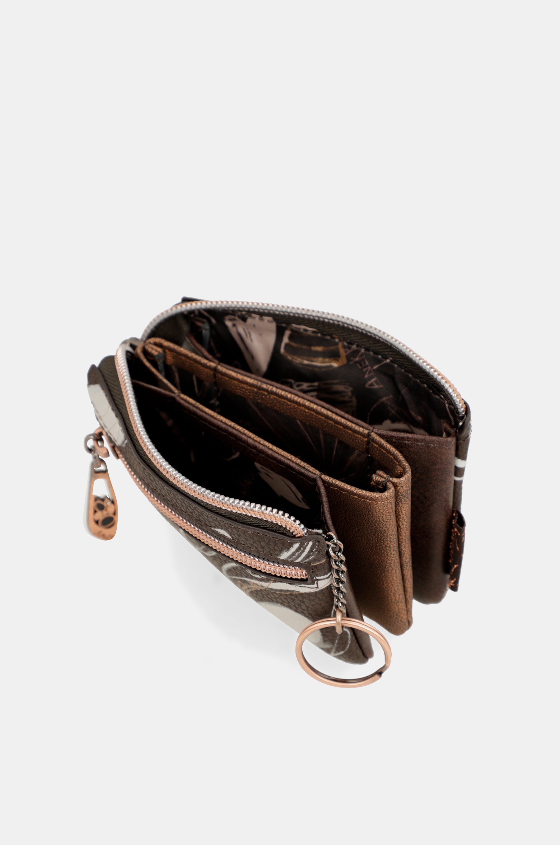 Nature Shodō brown 3 compartment purse