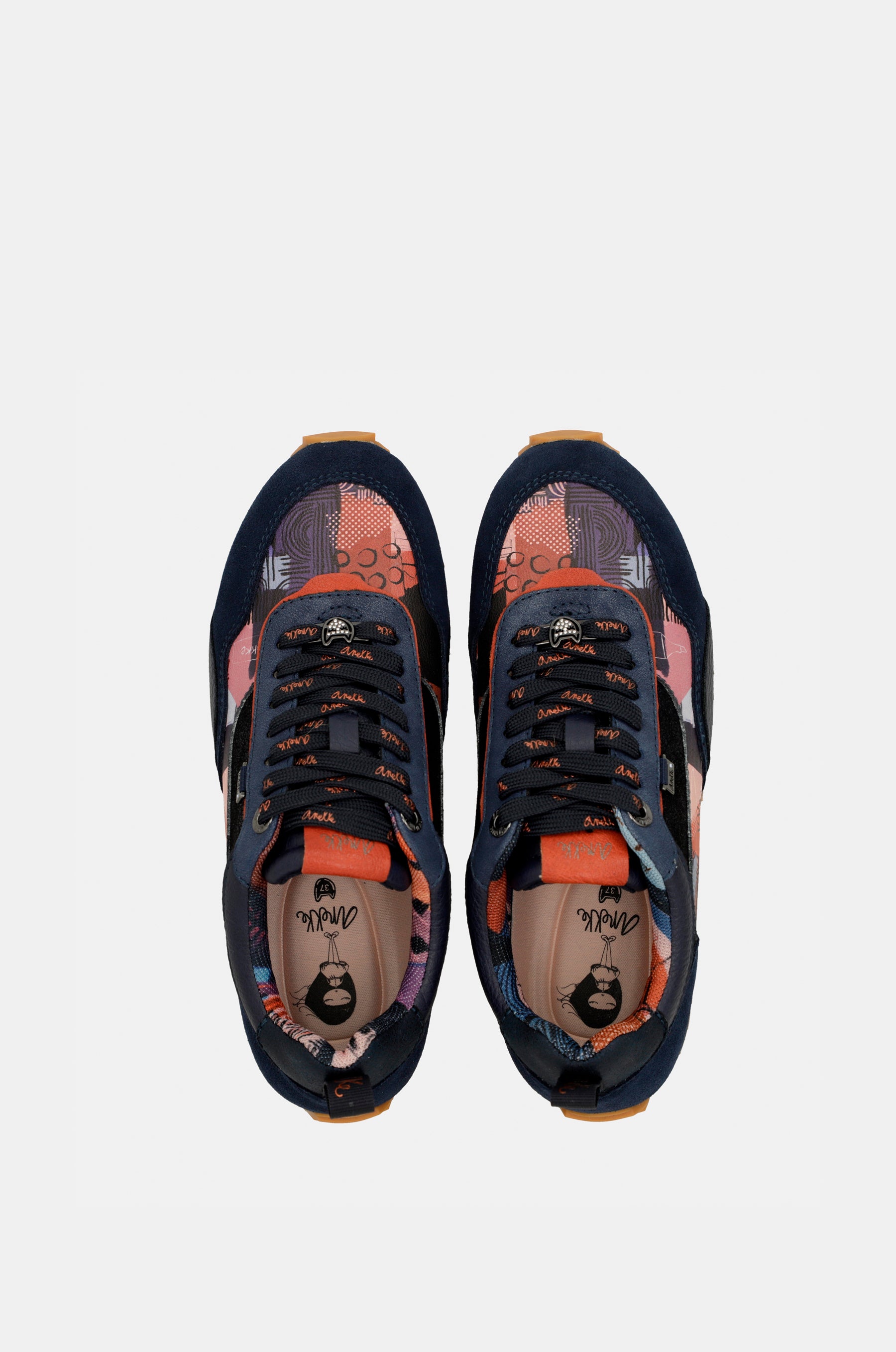 Navy Blue Palette Patterned Sports Sneakers