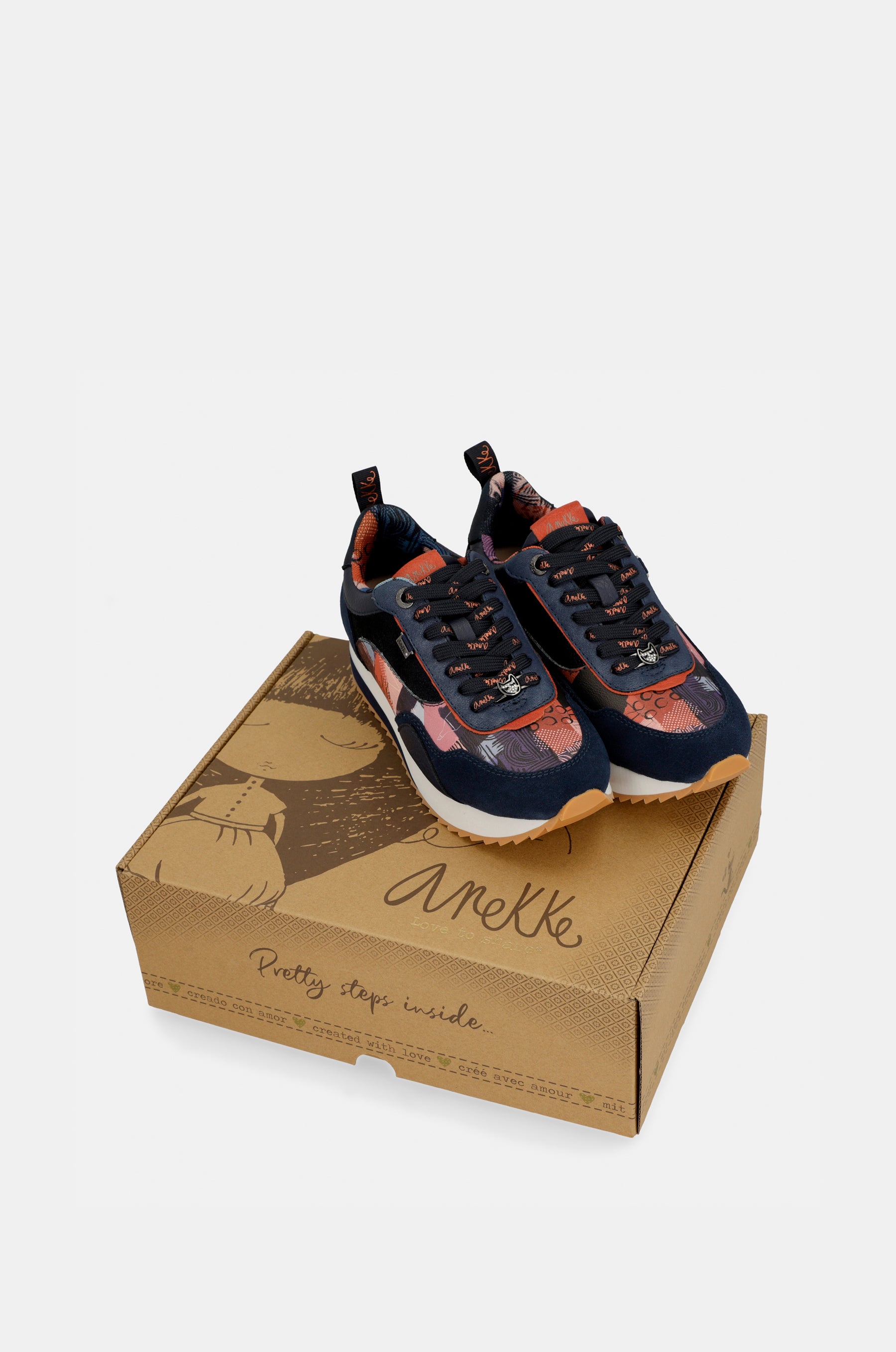 Navy Blue Palette Patterned Sports Sneakers