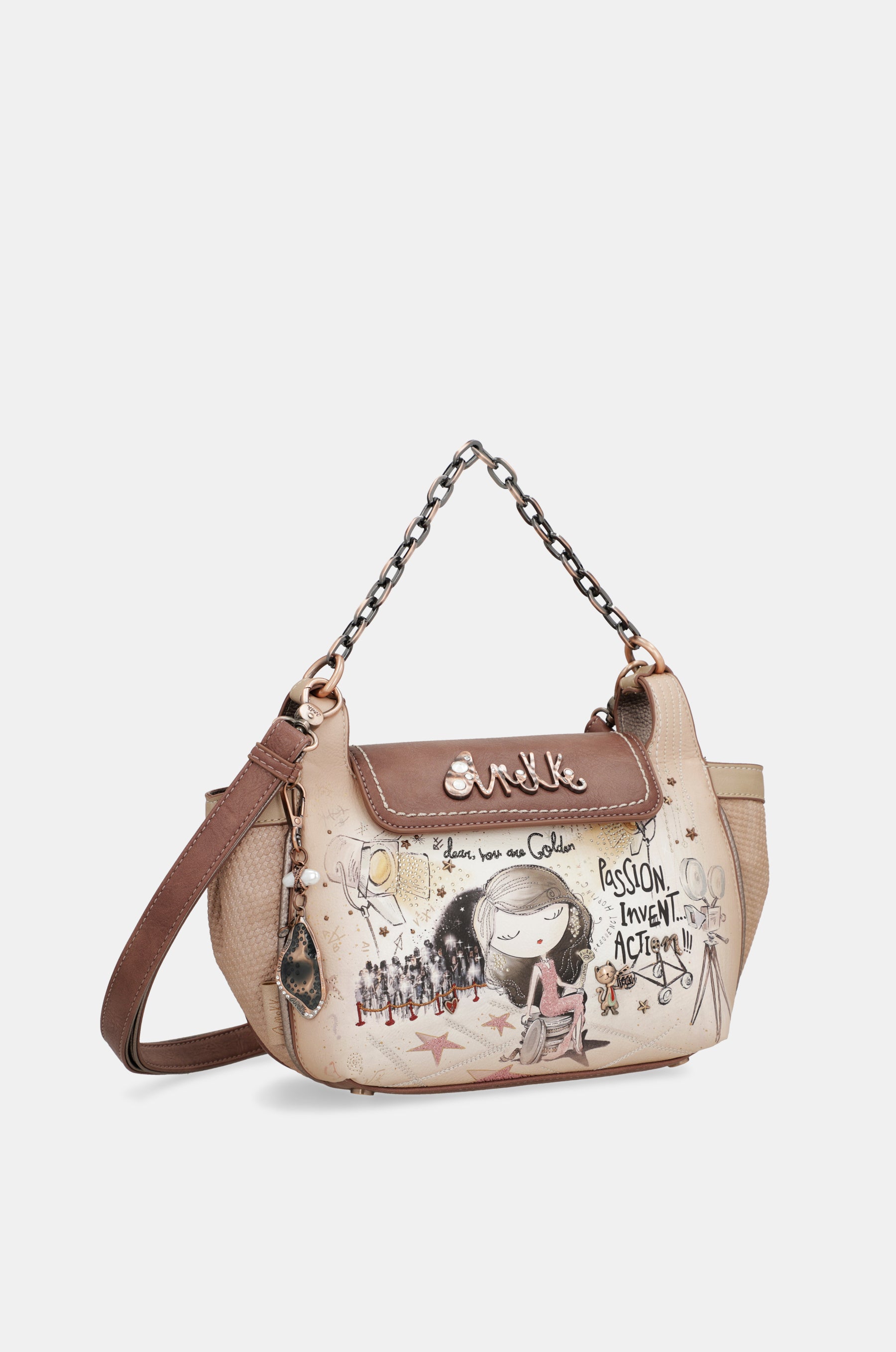 Hollywood crossbody bag with metal handle