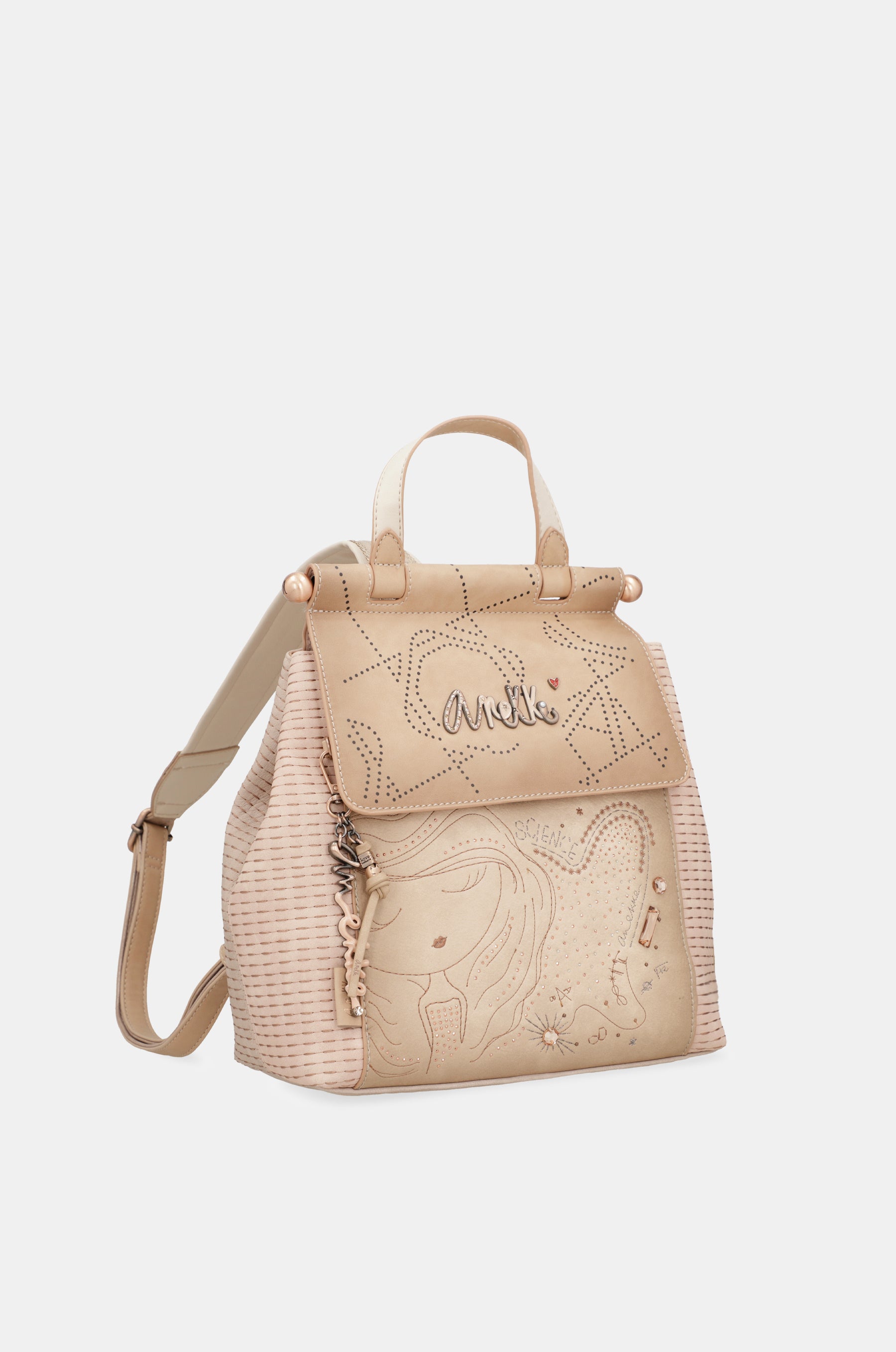 Studio nude backpack with flap
