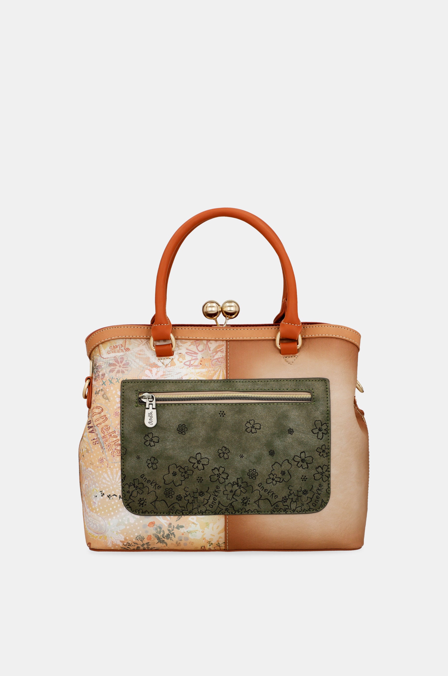 Peace & Love camel kiss clasp bag