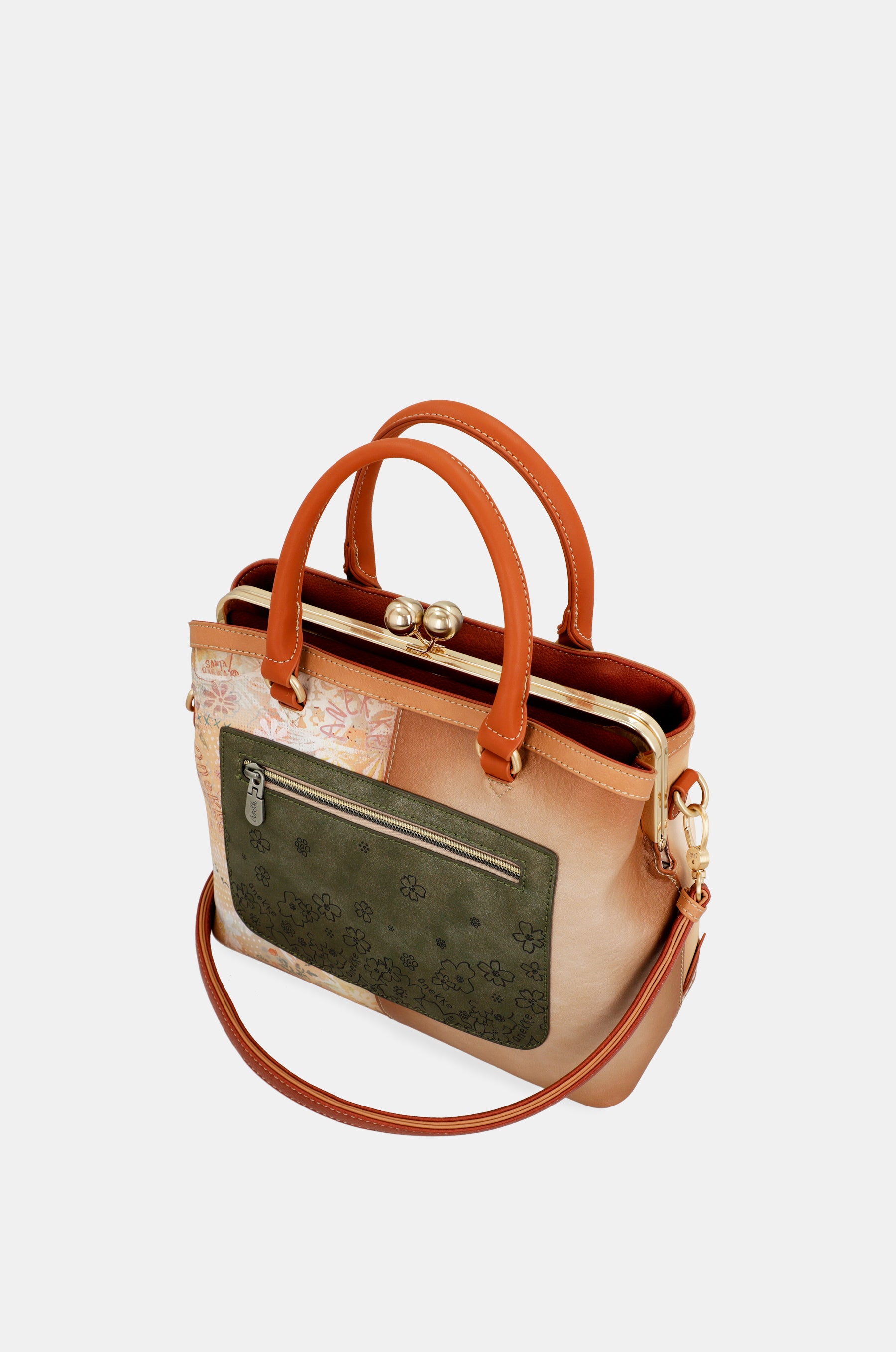 Peace & Love camel kiss clasp bag