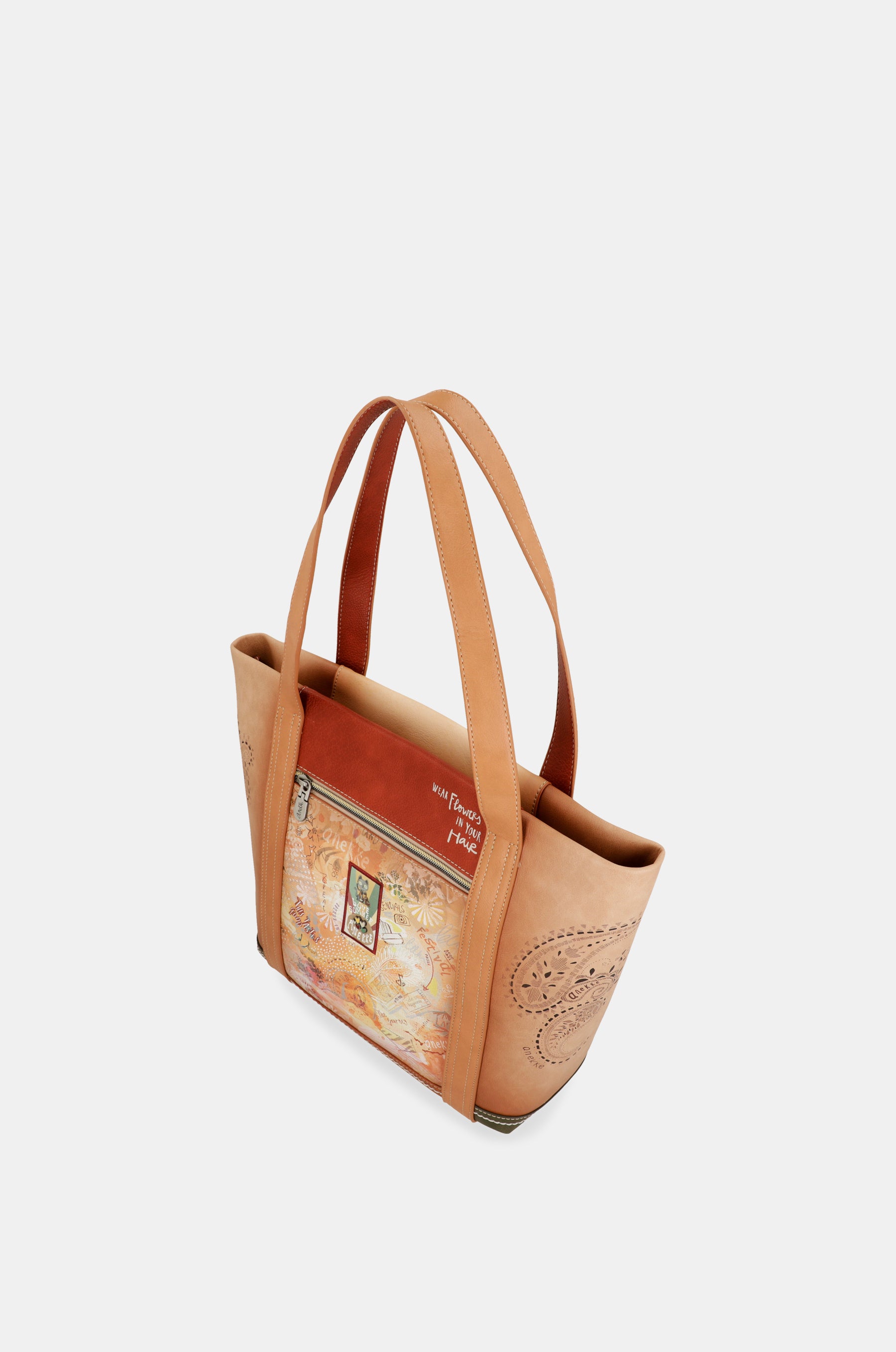 Peace & Love camel shopping bag