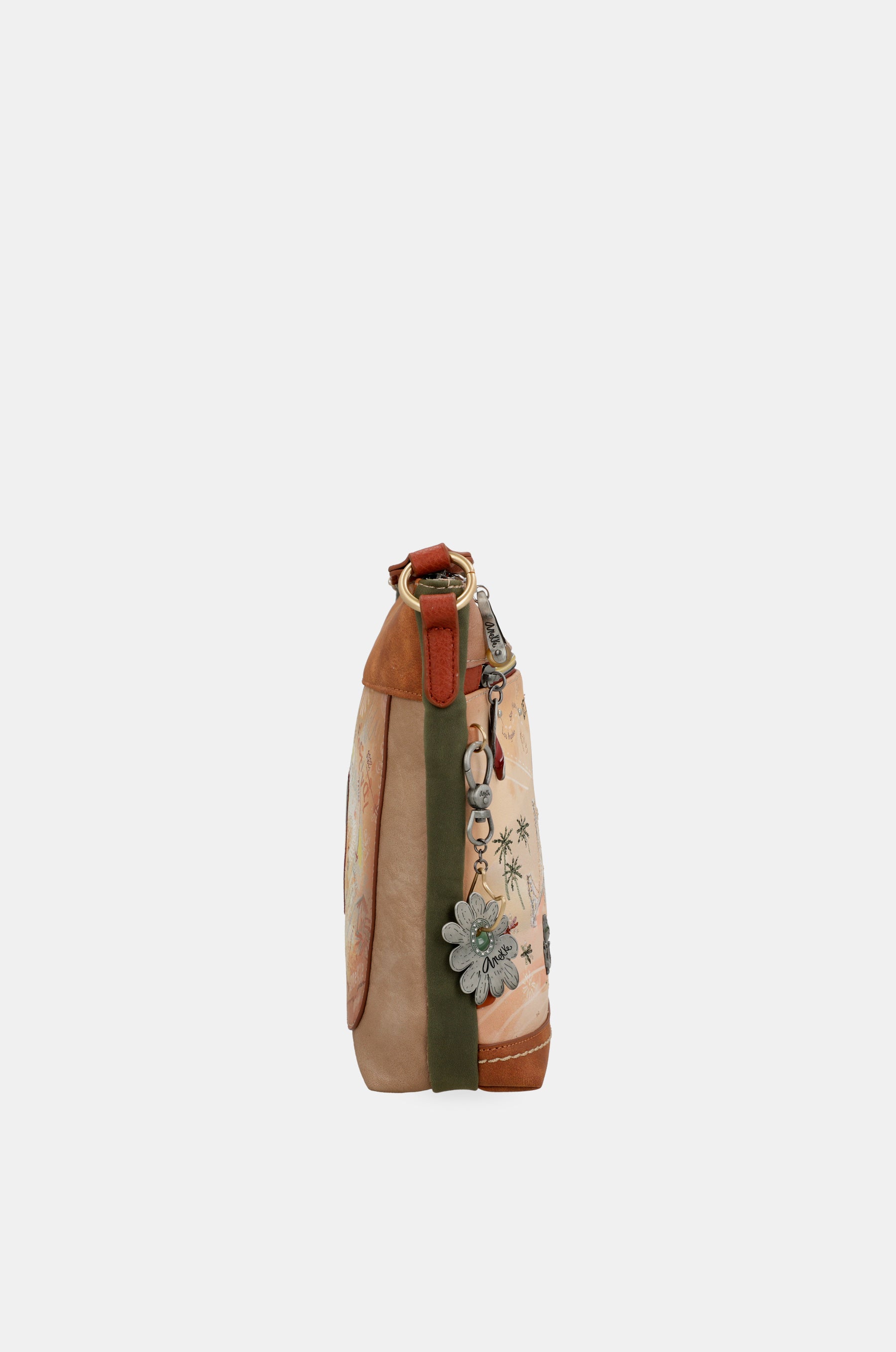 Peace & Love camel square crossbody bag