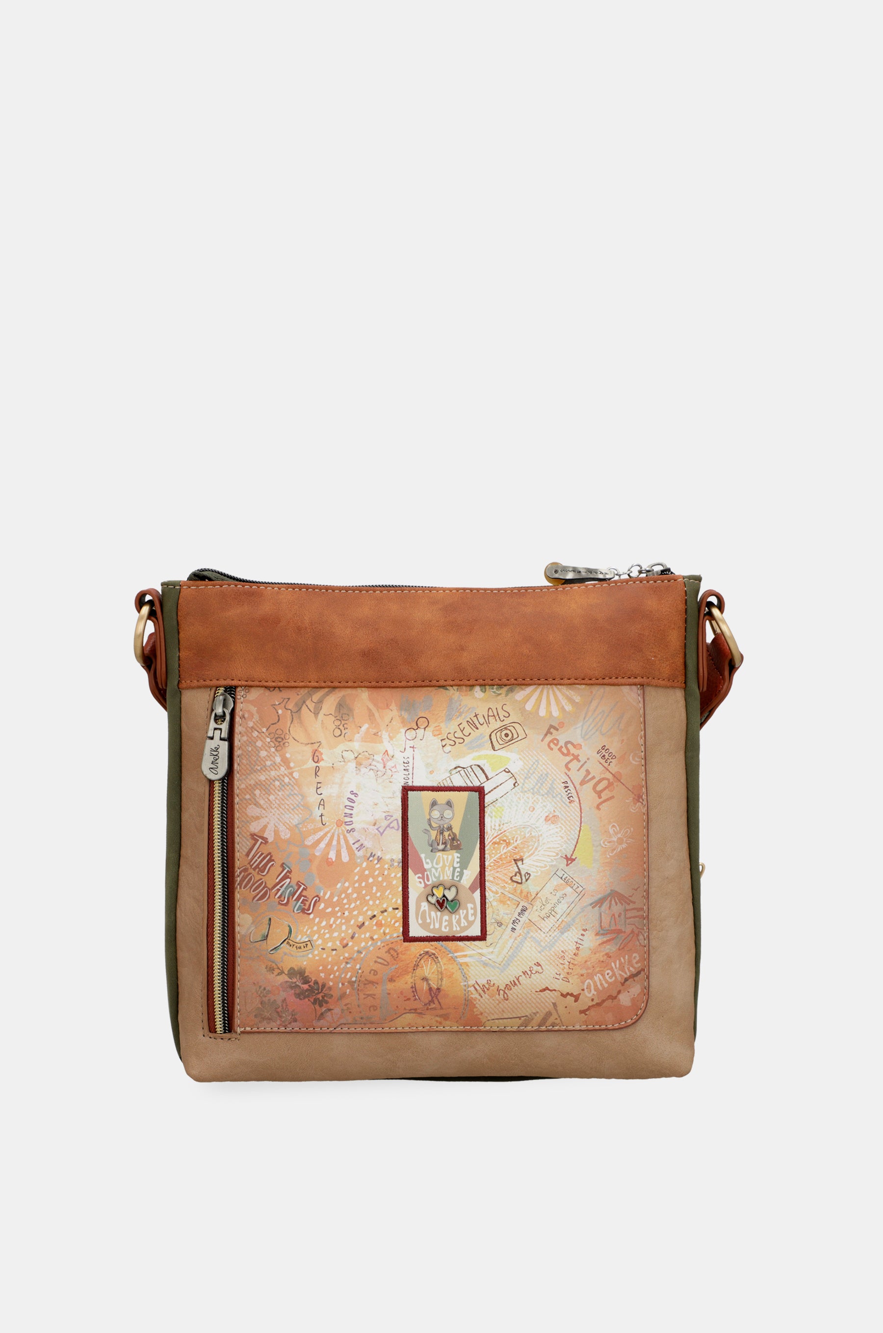 Peace & Love camel square crossbody bag