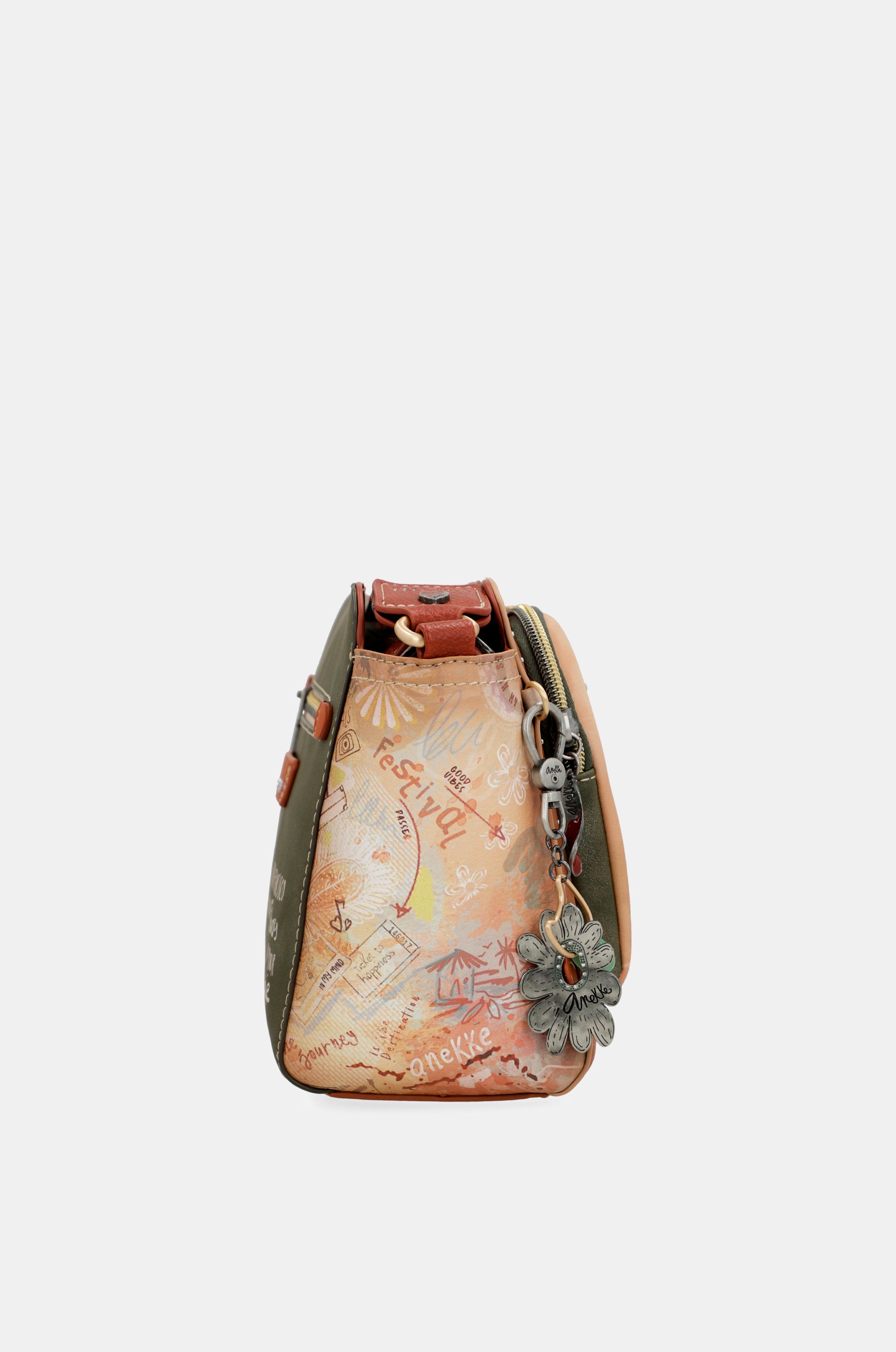 Peace & Love camel rectangular crossbody bag