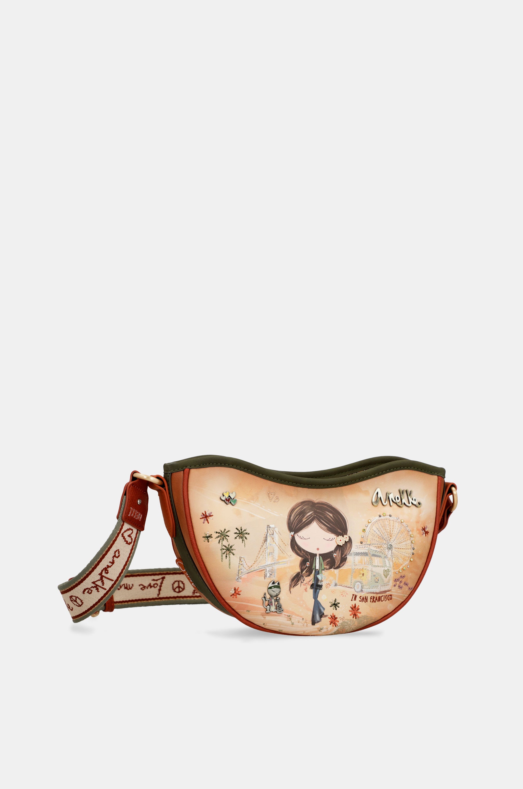 Peace & Love camel oval bag