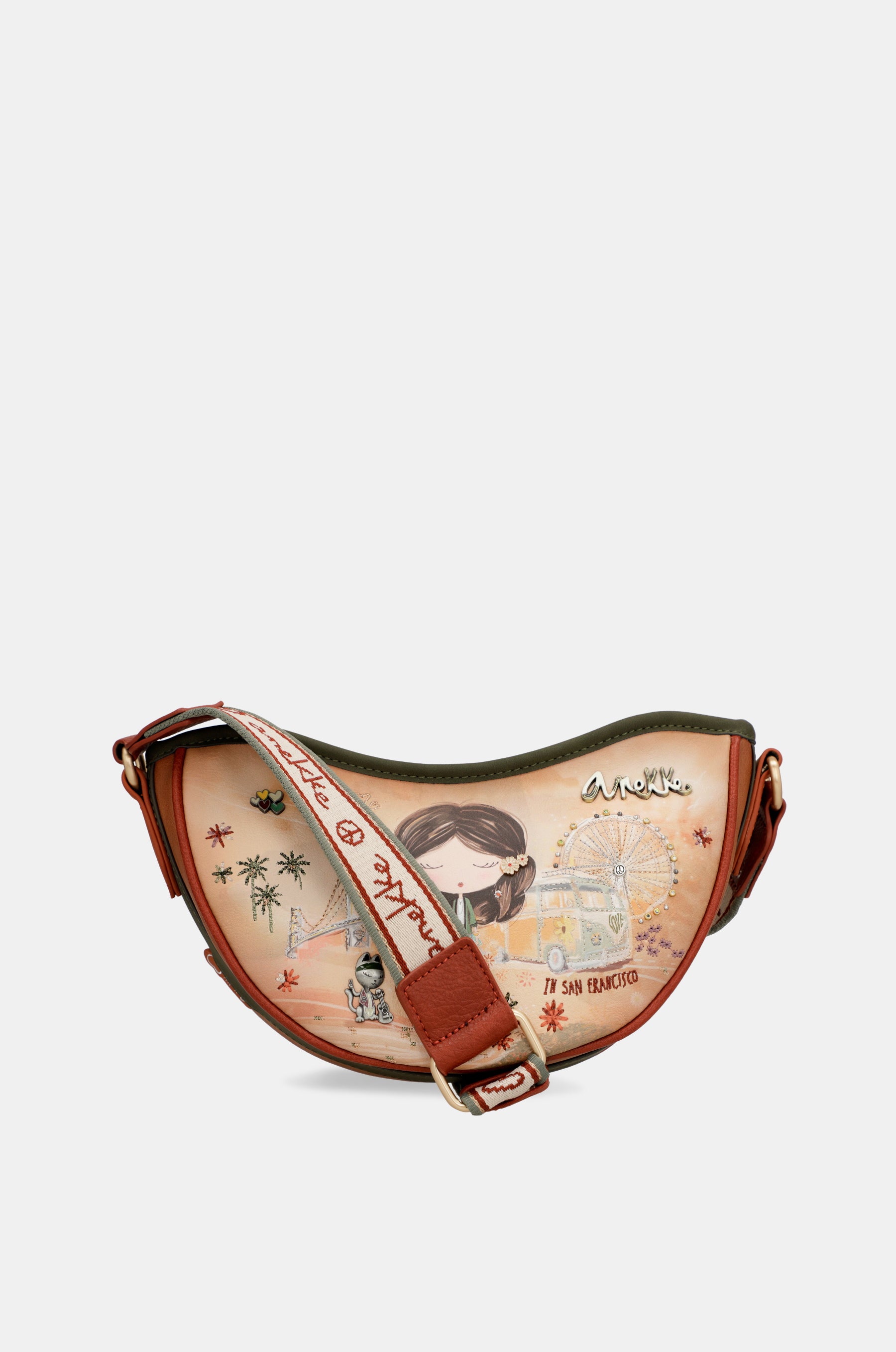 Peace & Love camel oval bag