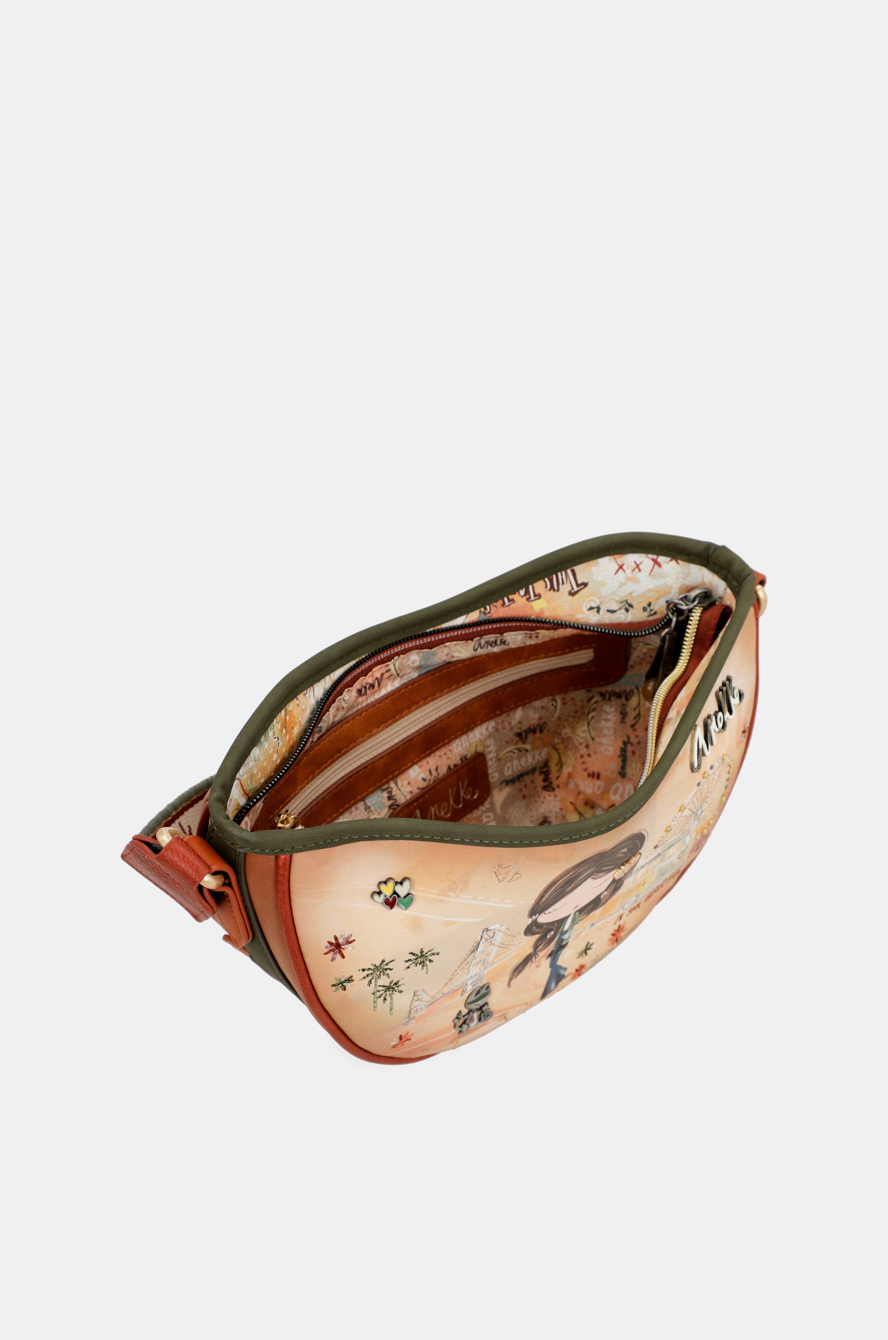 Peace & Love camel oval bag