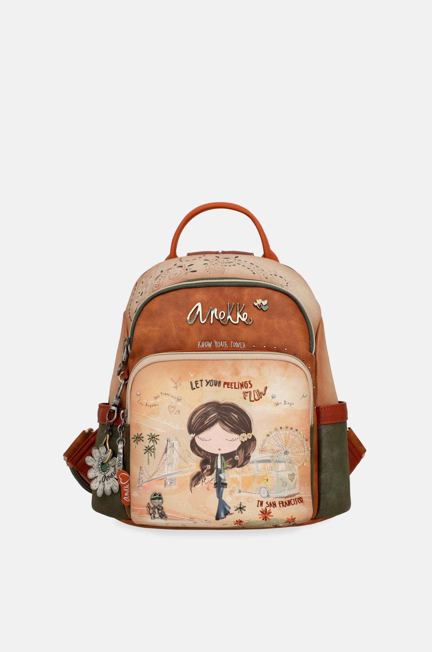 Peace & Love camel anti-theft backpack