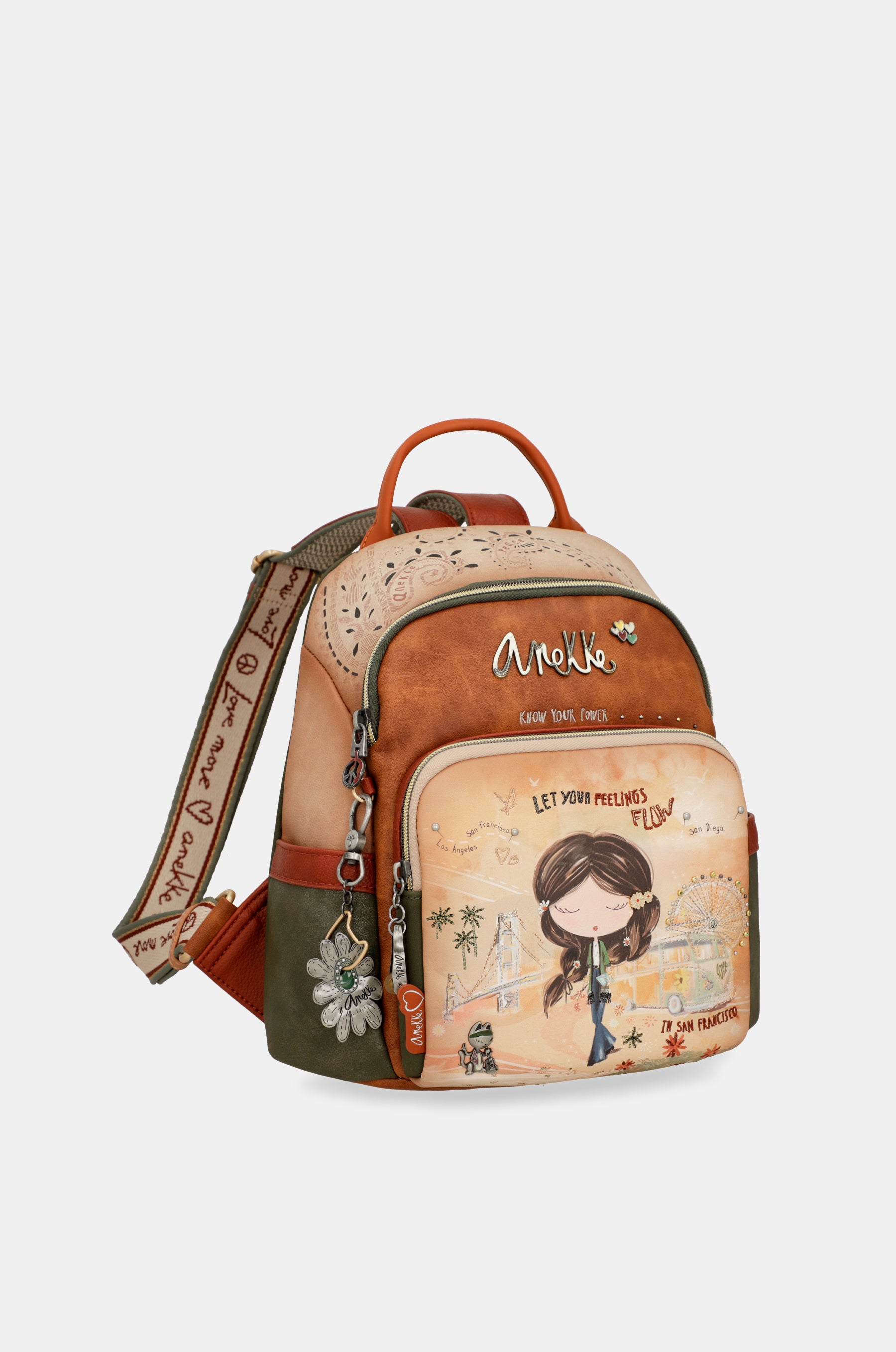 Peace & Love camel anti-theft backpack