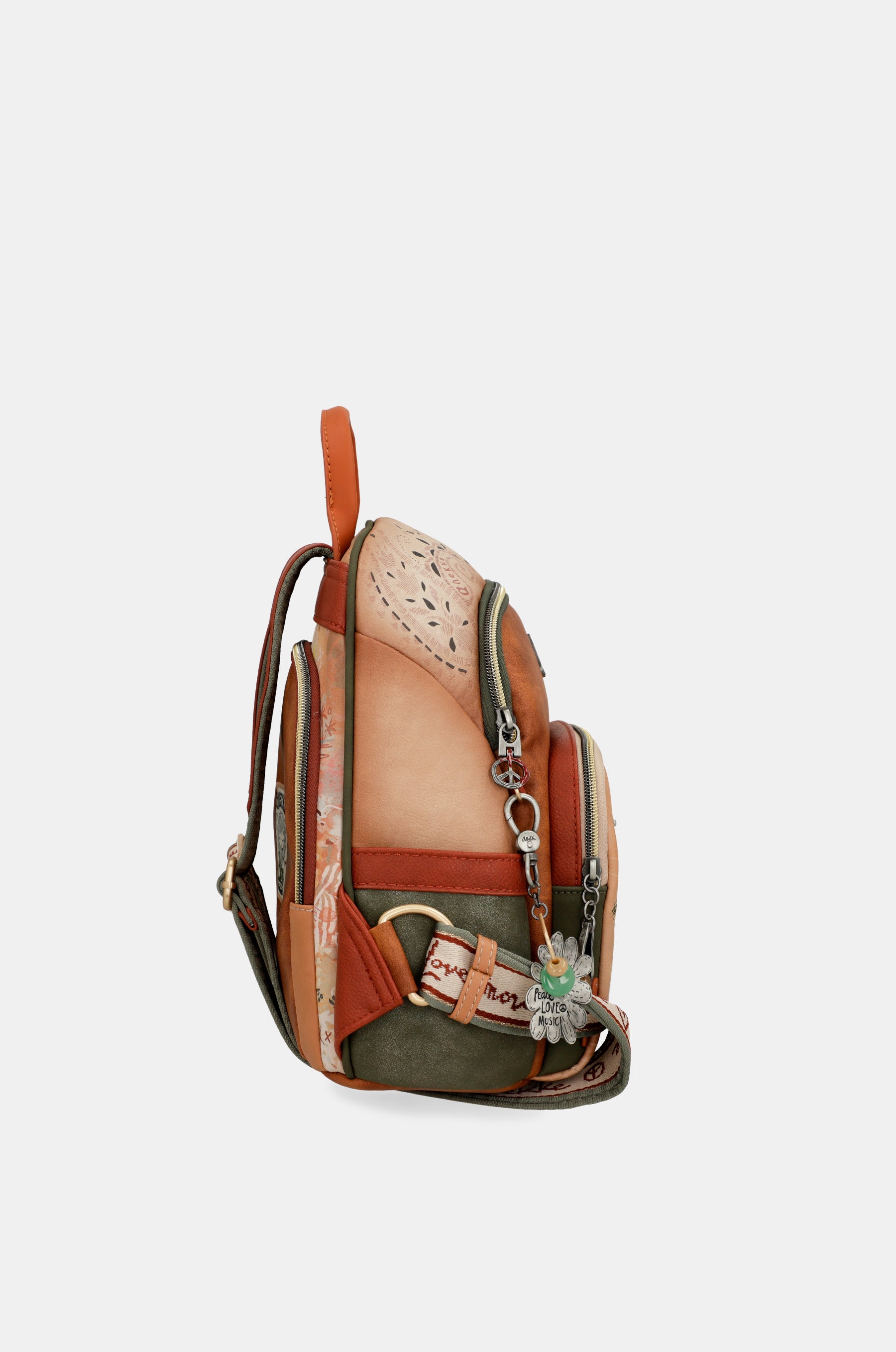 Peace & Love camel anti-theft backpack