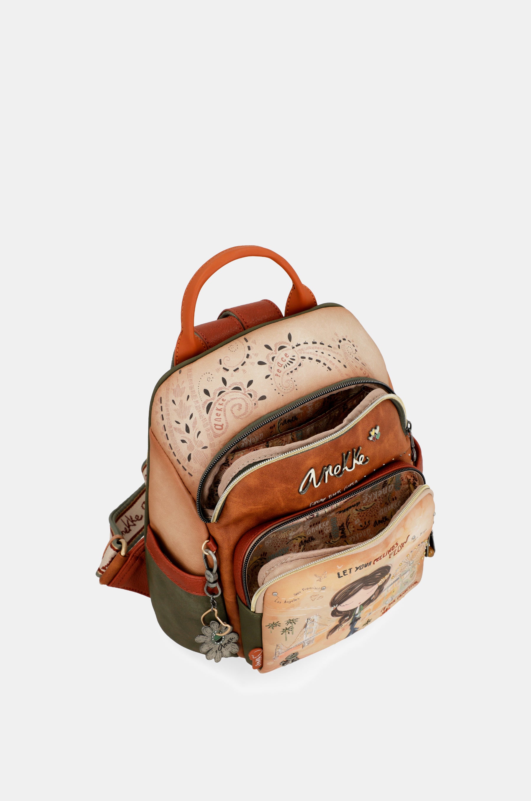 Peace & Love camel anti-theft backpack