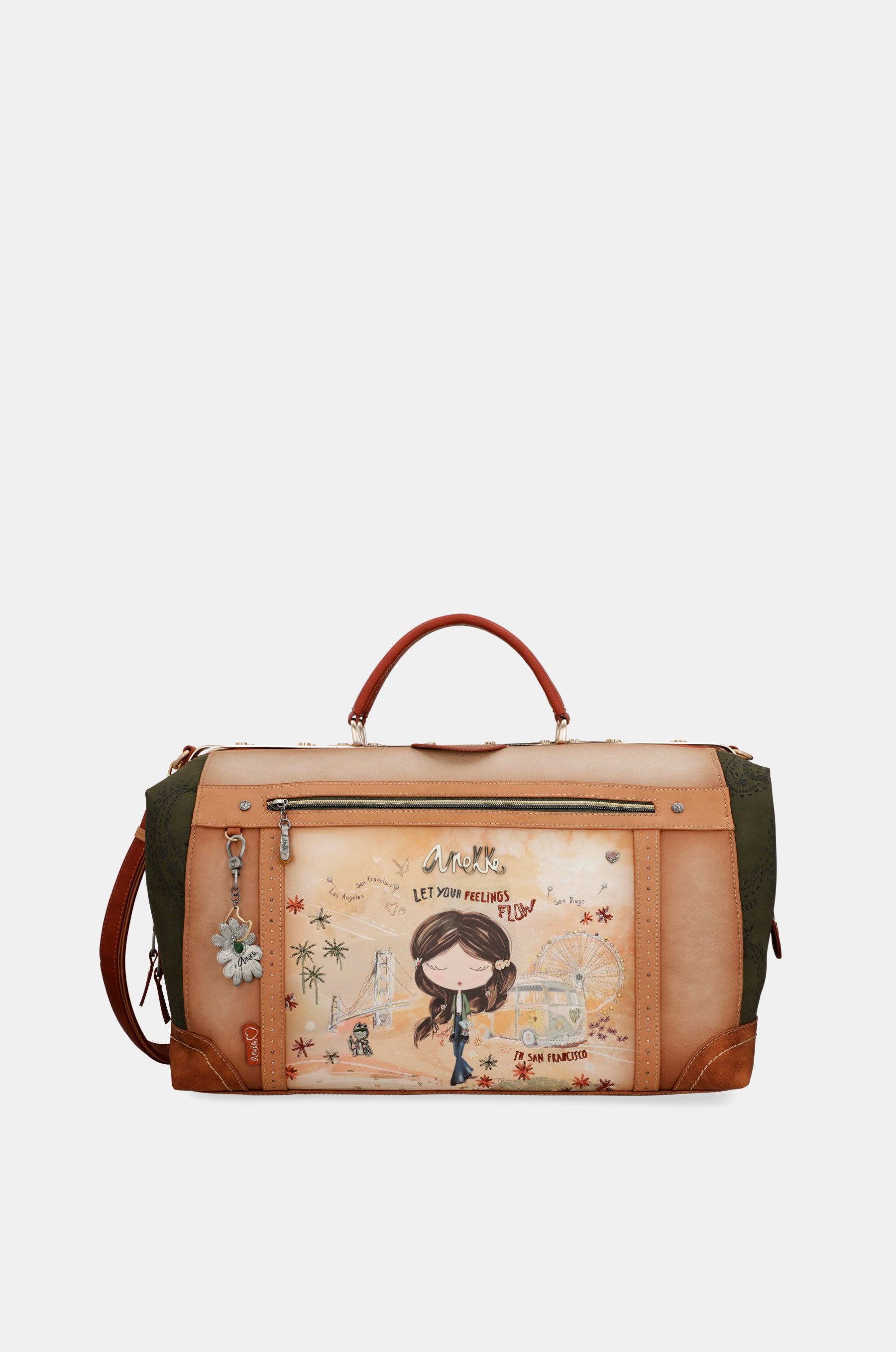 Peace & Love camel travel bag