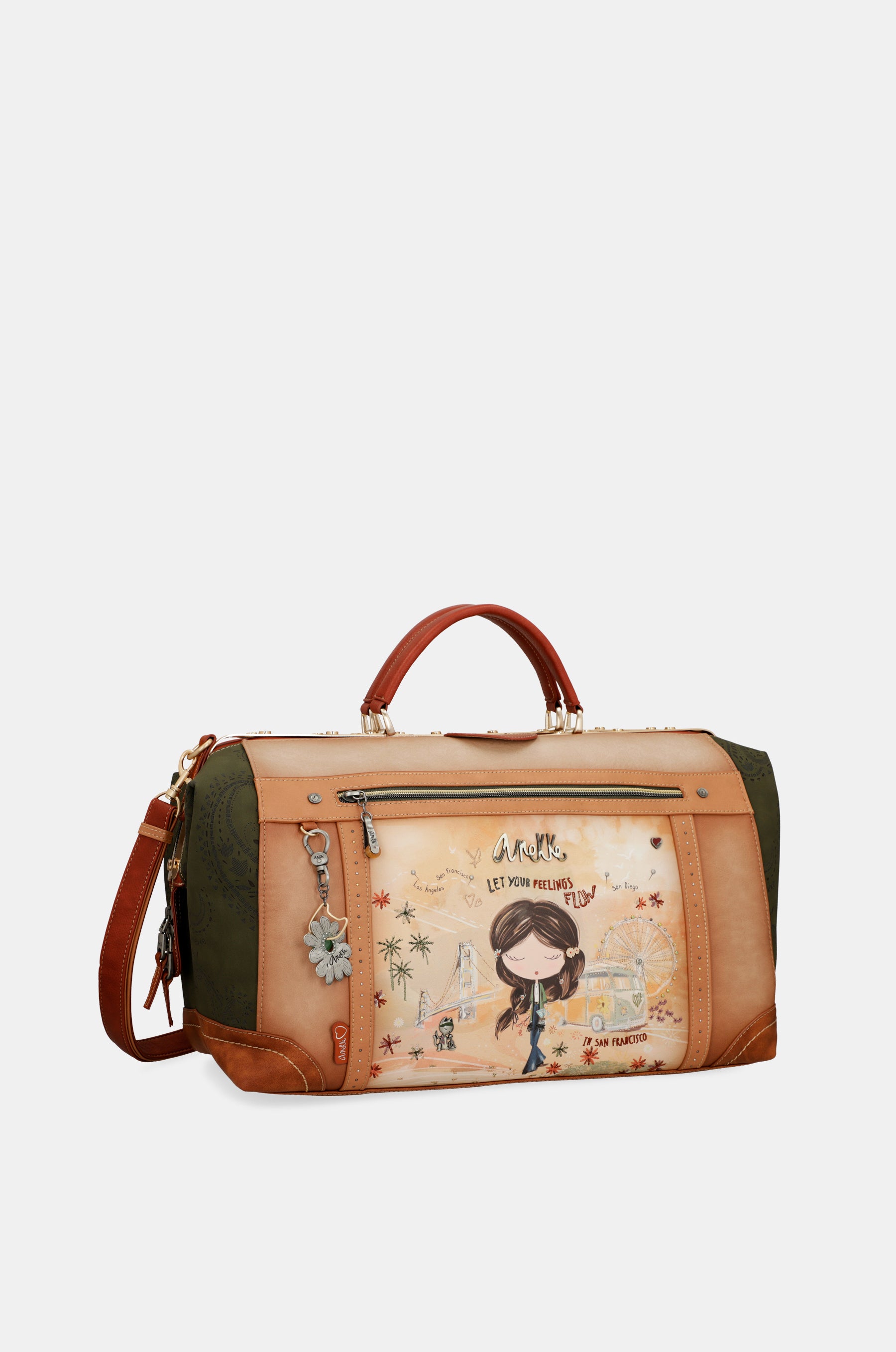 Peace & Love camel travel bag