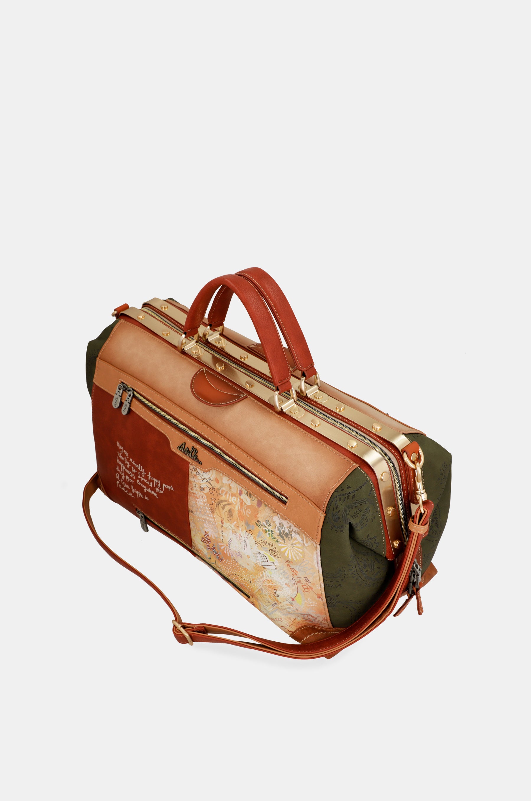Peace & Love camel travel bag