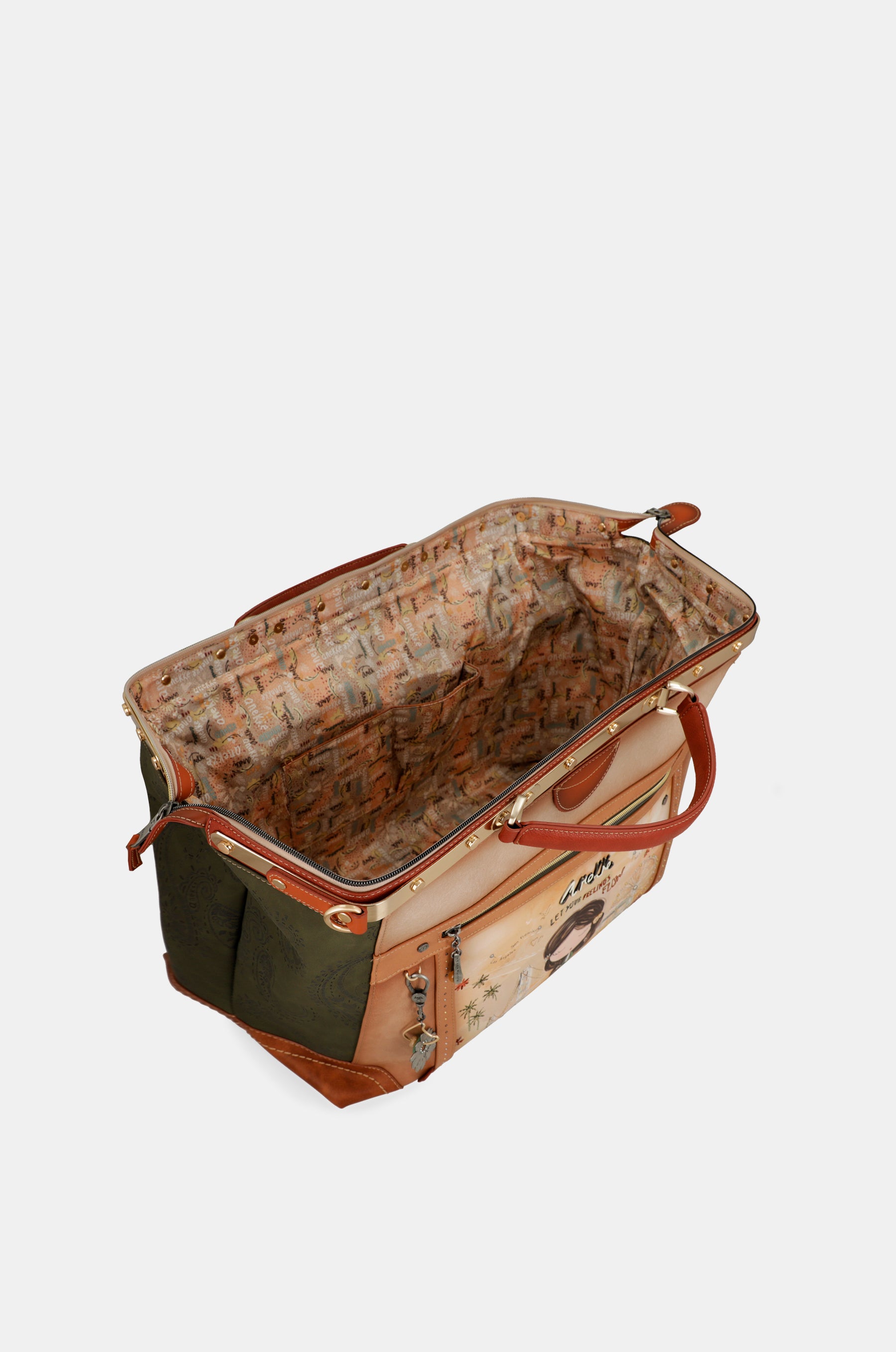 Peace & Love camel travel bag