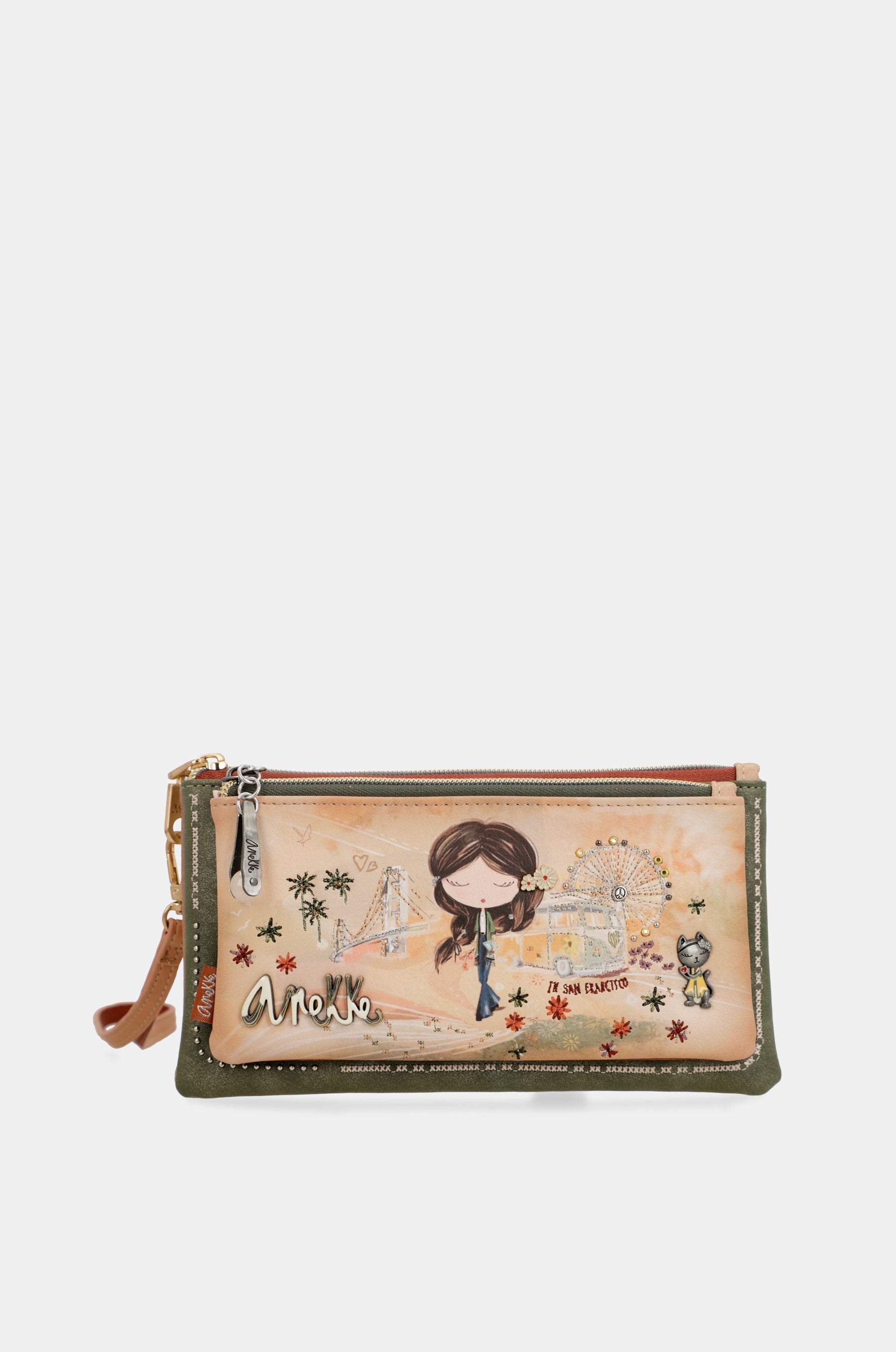 Anekke Peace & Love camel RFID wallet