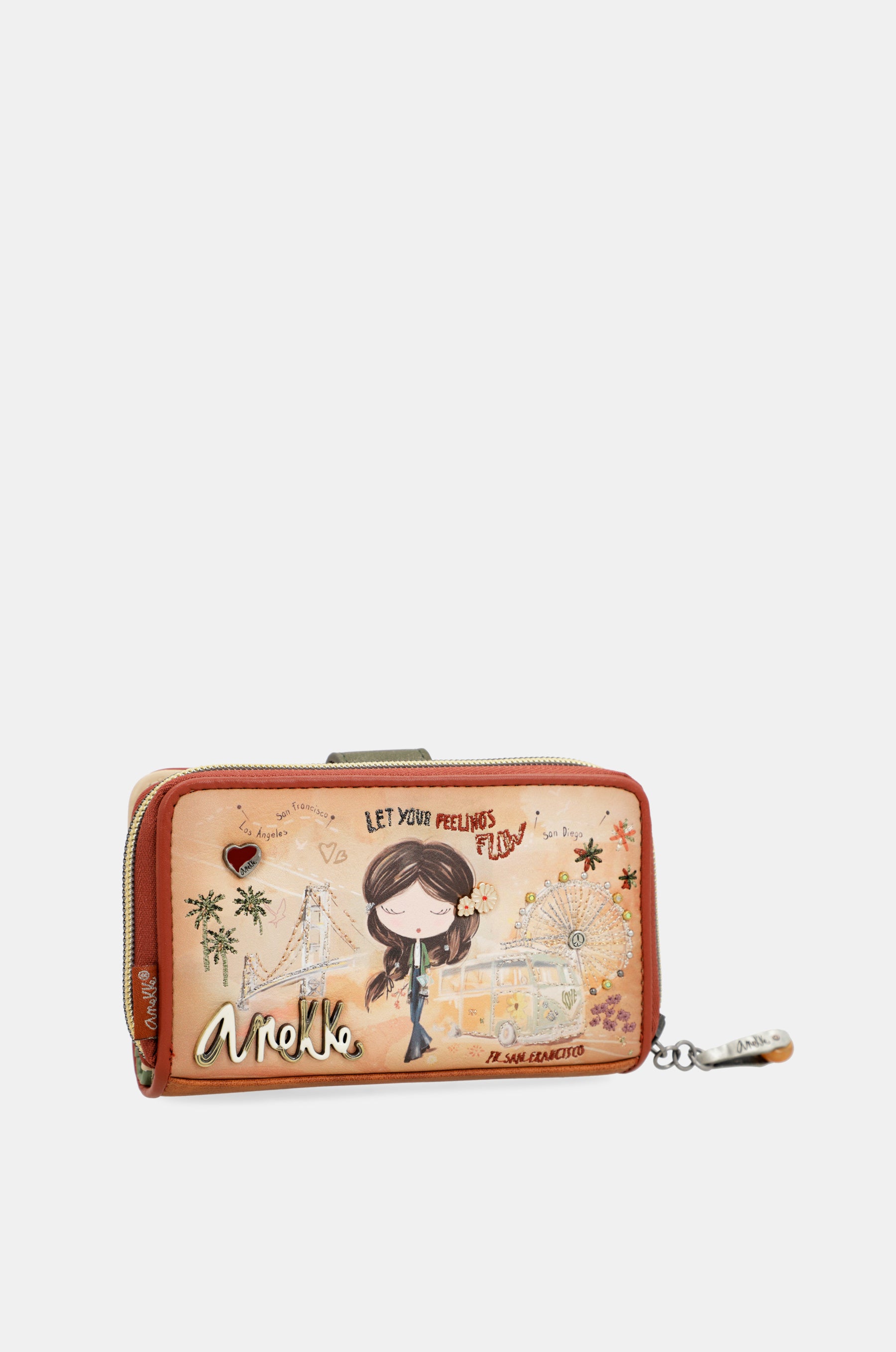Peace & Love camel medium RFID wallet