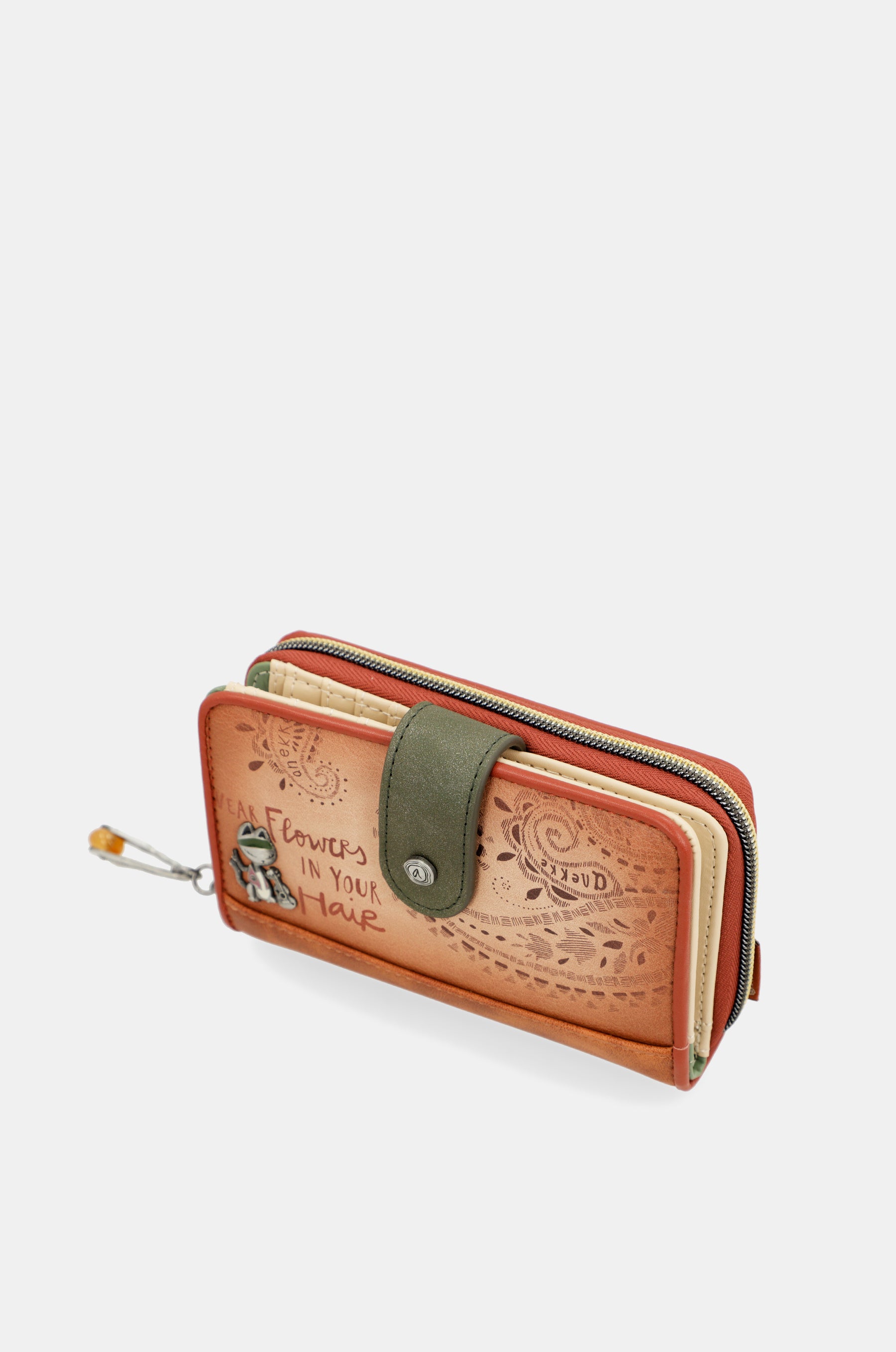 Peace & Love camel medium RFID wallet