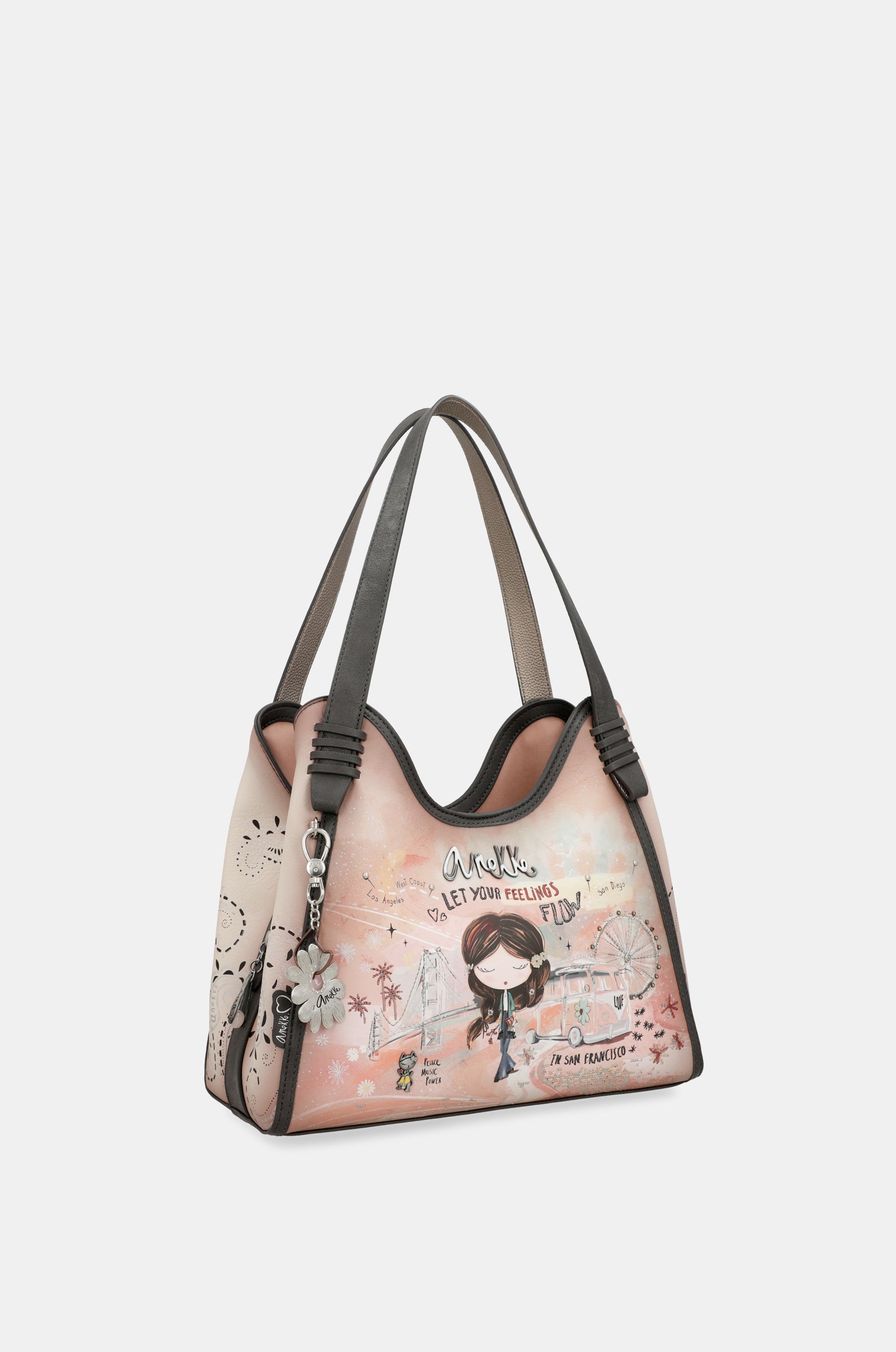 Peace & Love pink shoulder bag
