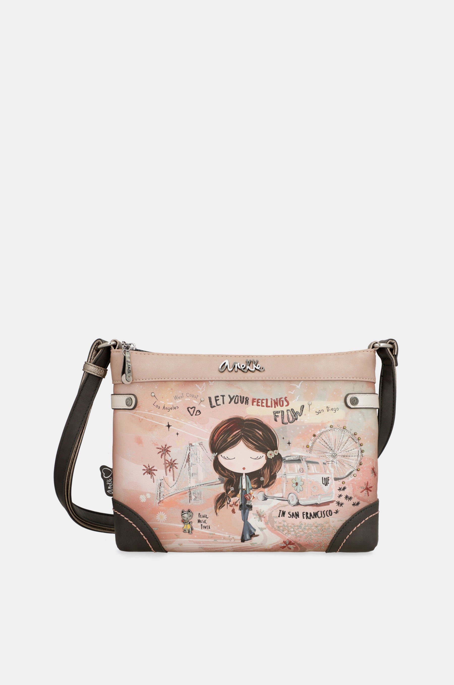 Peace & Love pink medium crossbody bag
