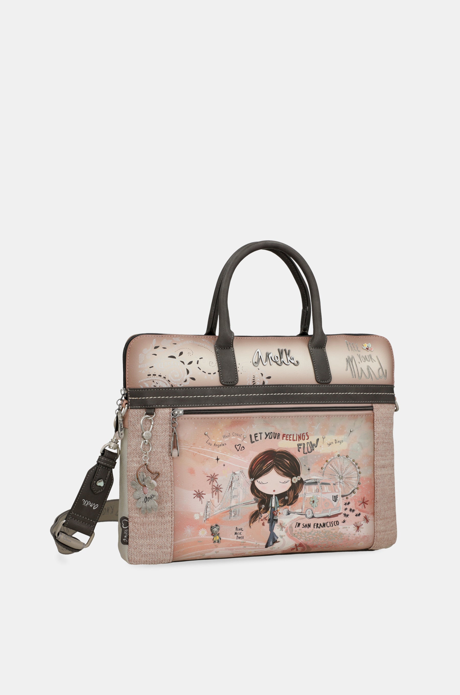Peace & Love pink briefcase