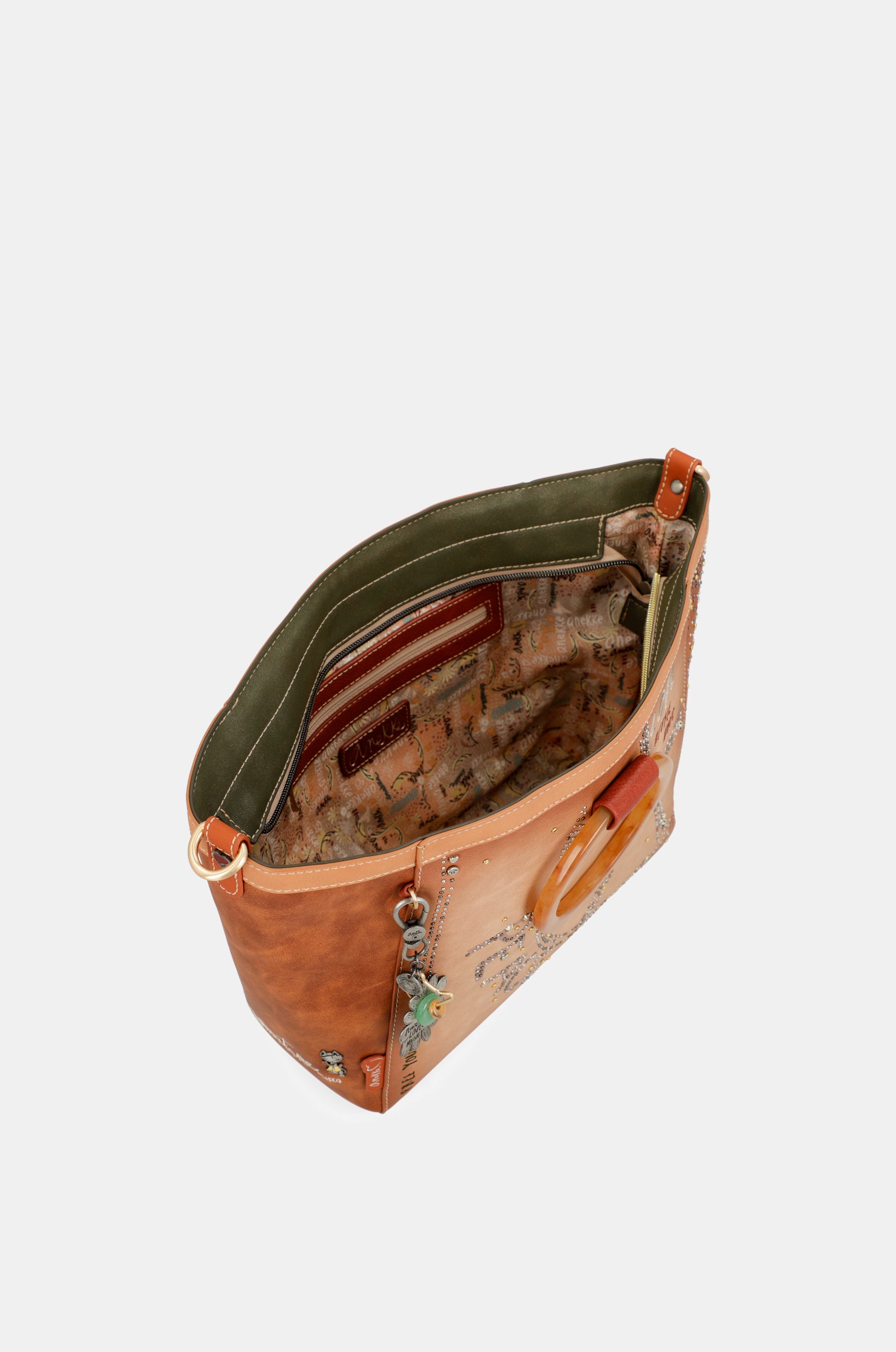 Flowers round handles crossbody bag