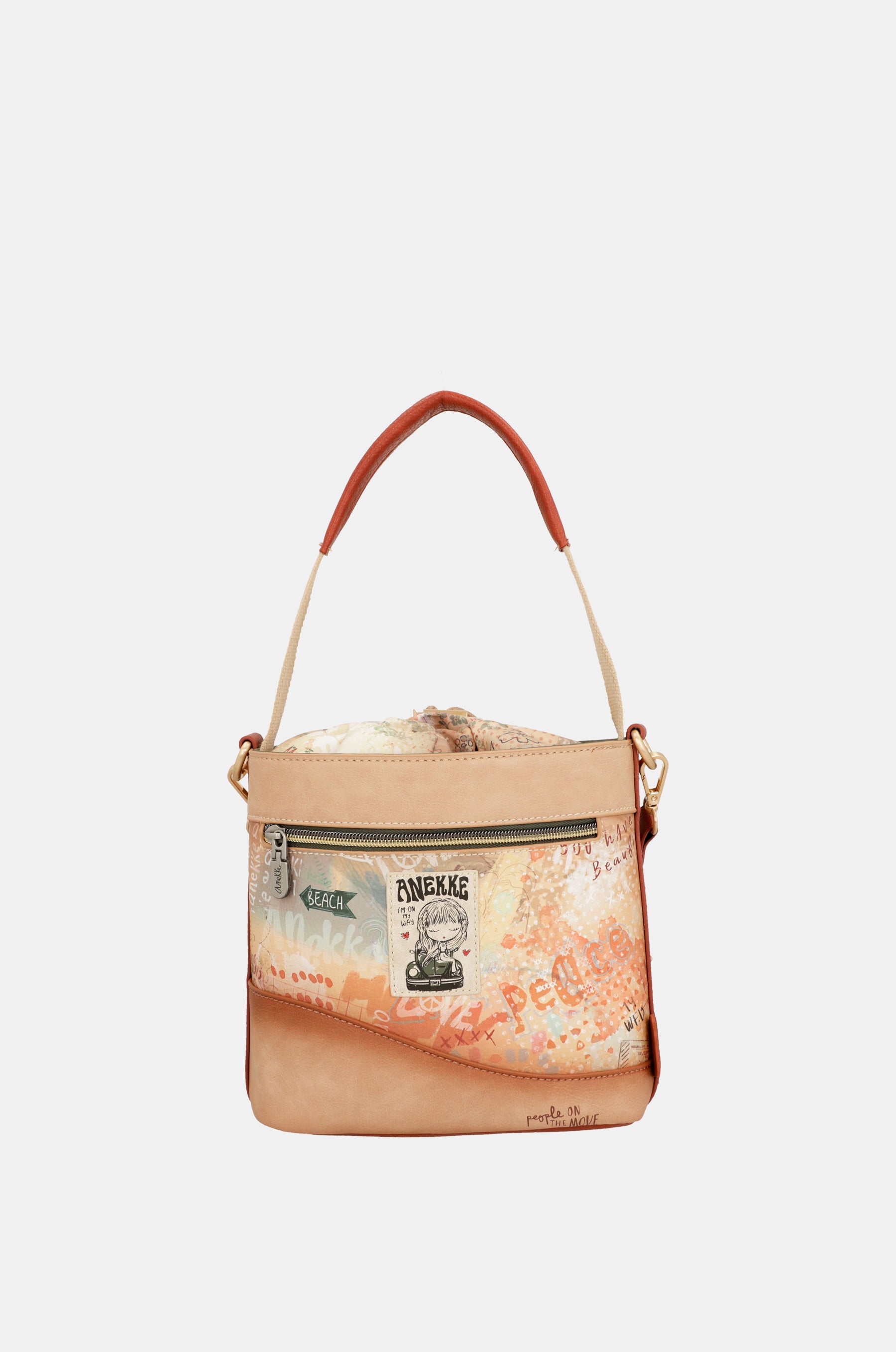 Flowers crossbody bag with rope closure