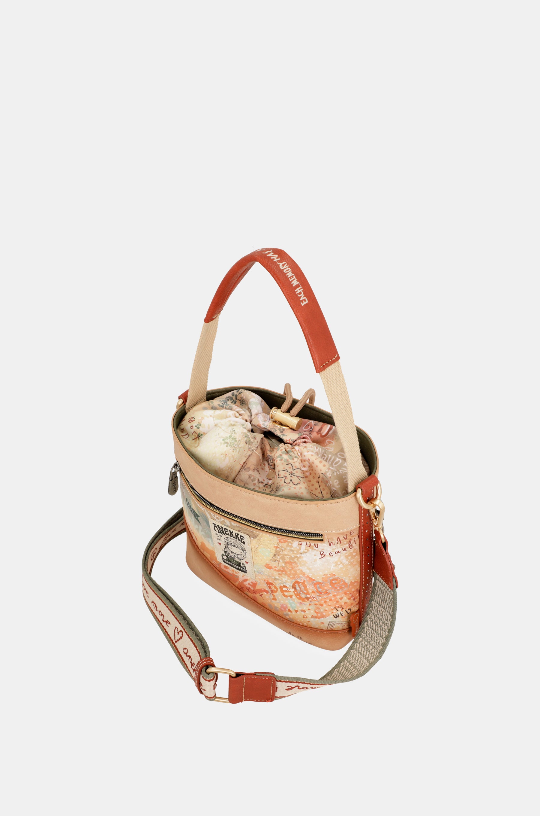 Flowers crossbody bag with rope closure
